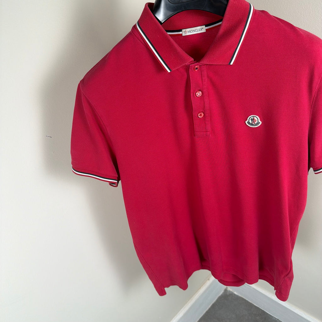 Moncler Short Sleeve Polo Shirt Red - Medium 20.5’’