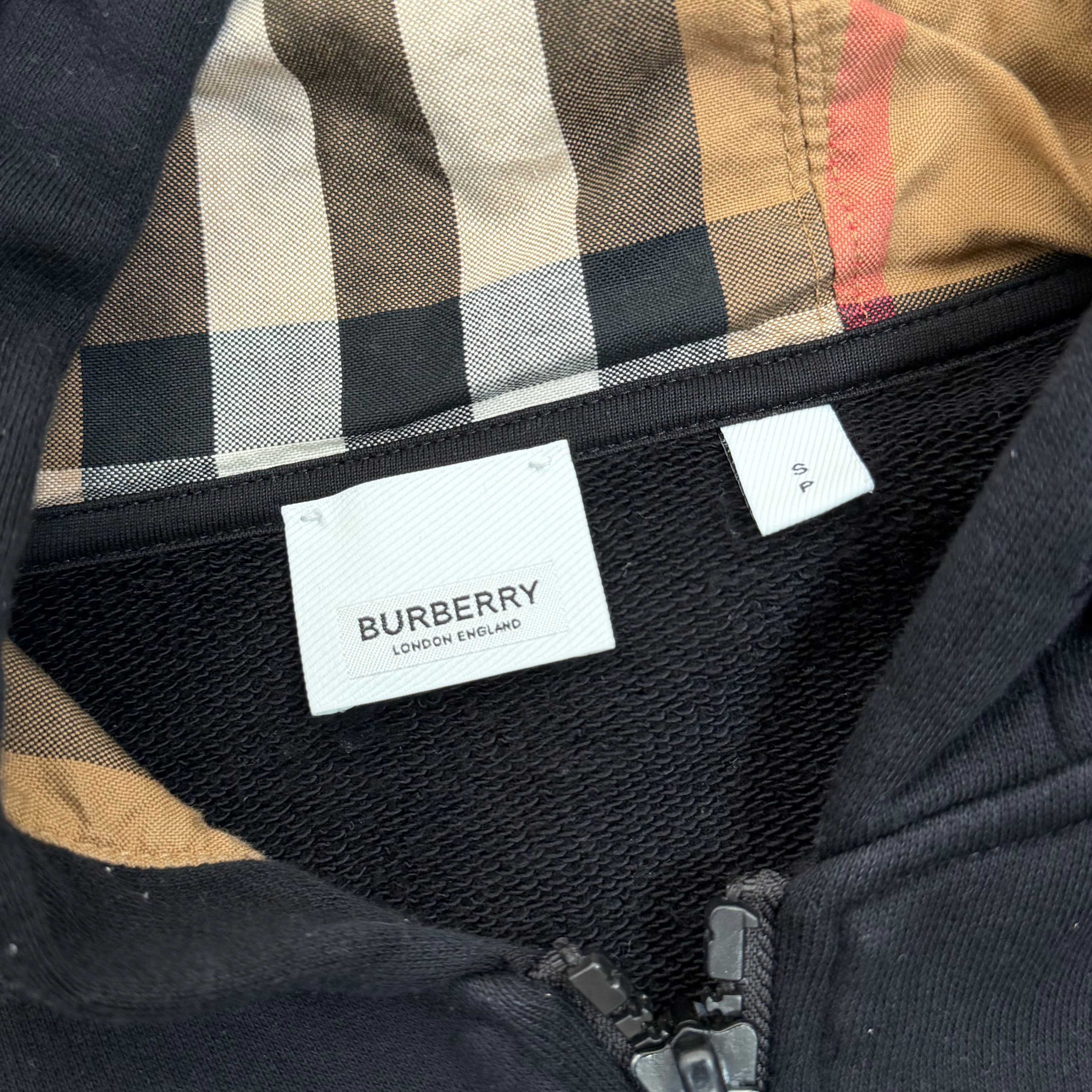 Burberry Zip Up Check Hood Hoodie - Medium 21’’