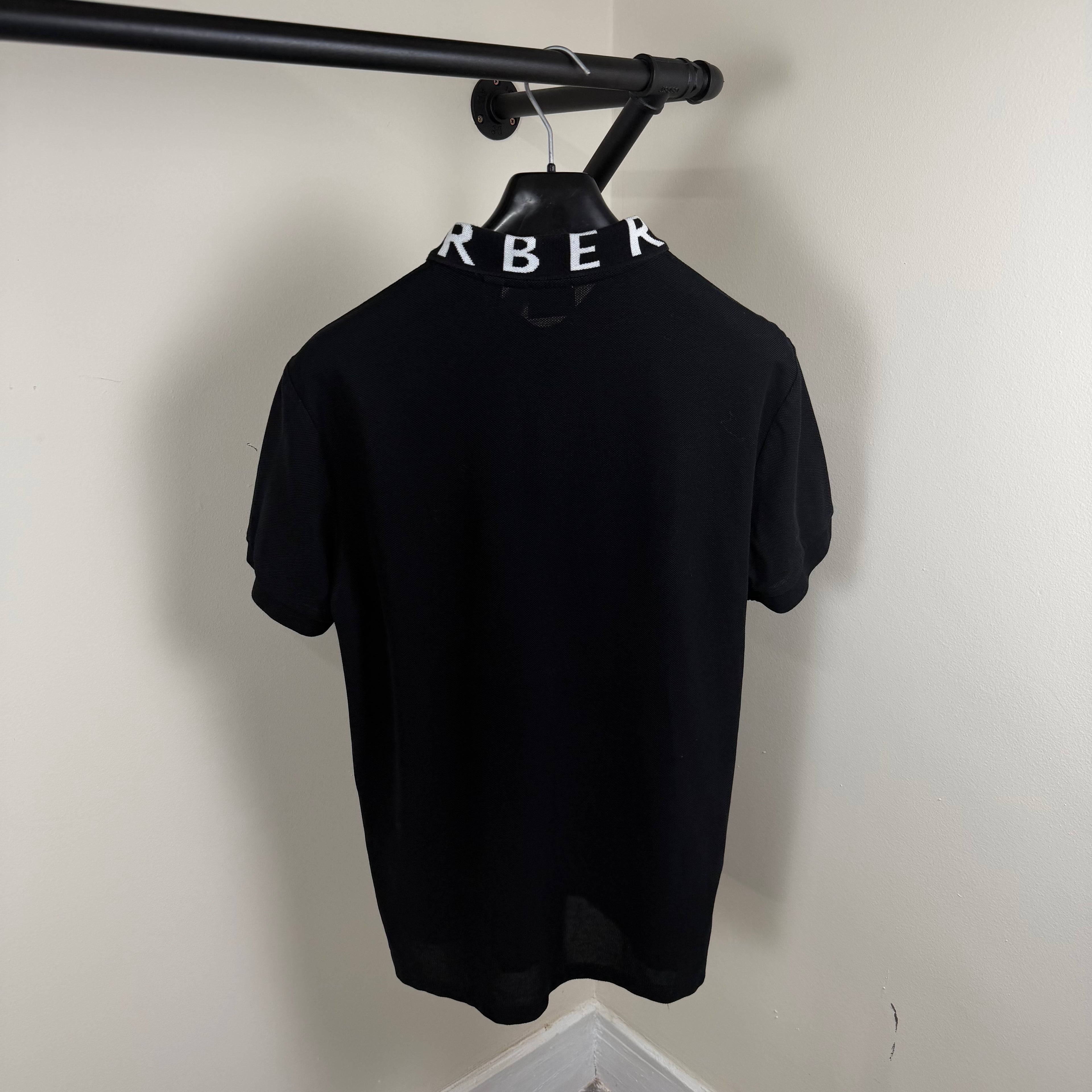 Burberry Spellout Black Polo Shirt - Large 22’’