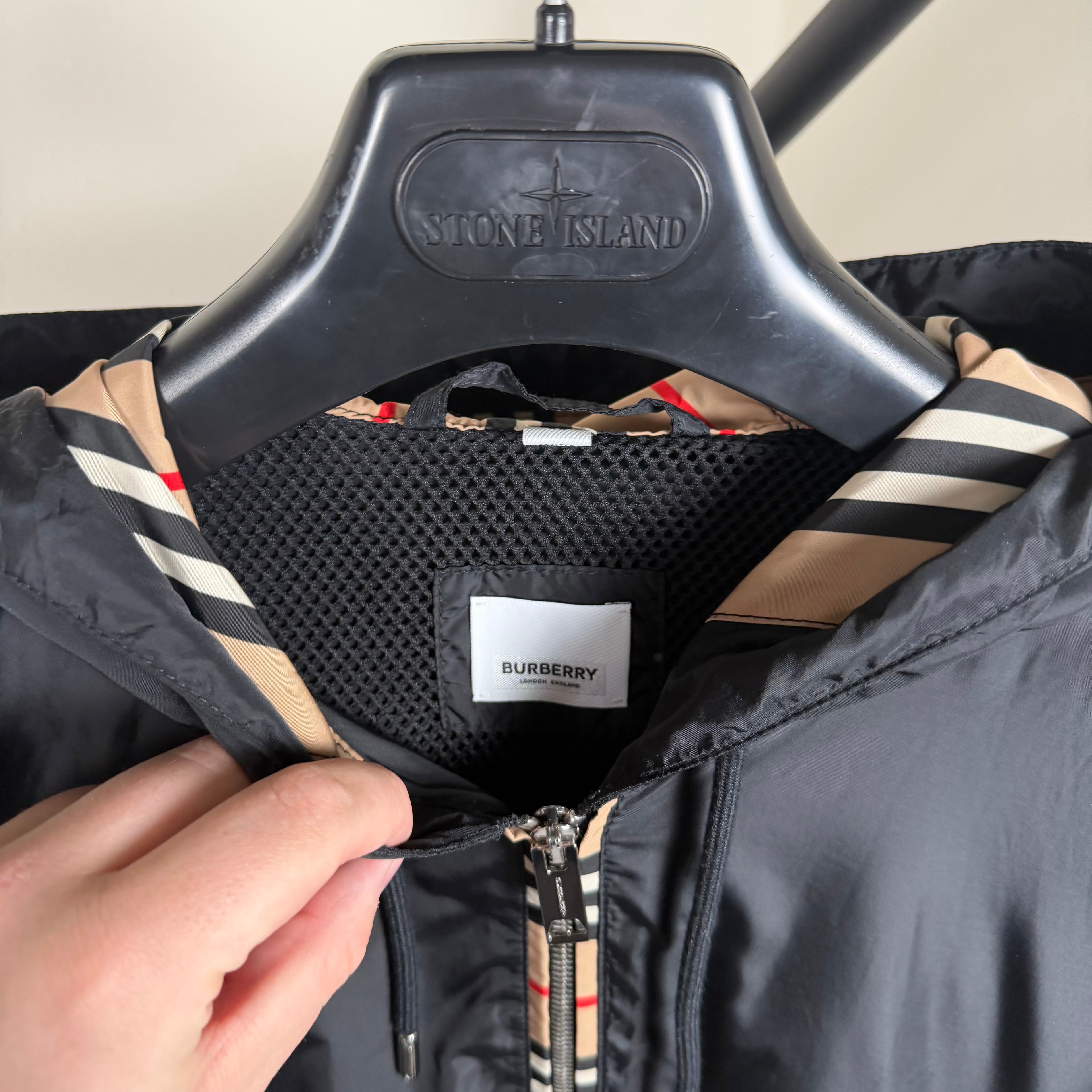 Burberry Black Check Windbreaker - Medium 23.5’’