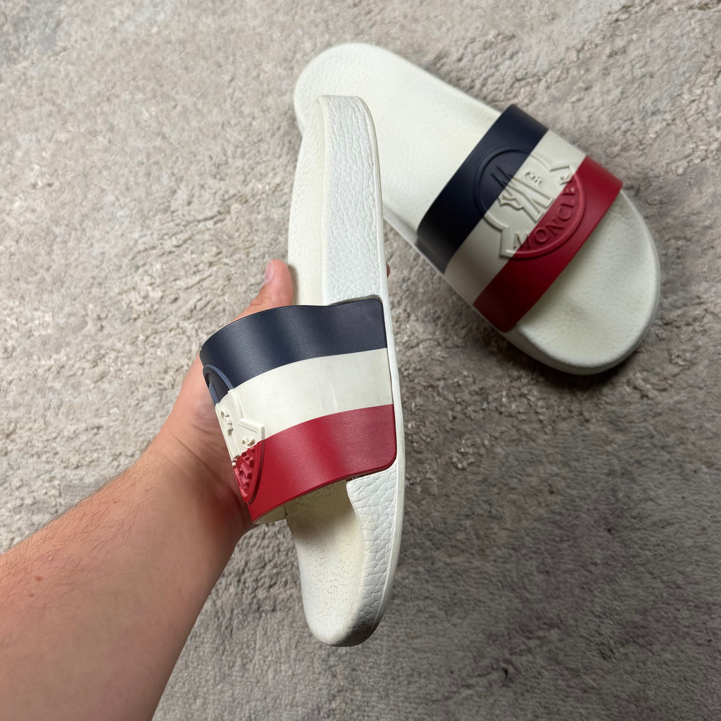 Moncler Stripe Logo White Slider’s - 8UK