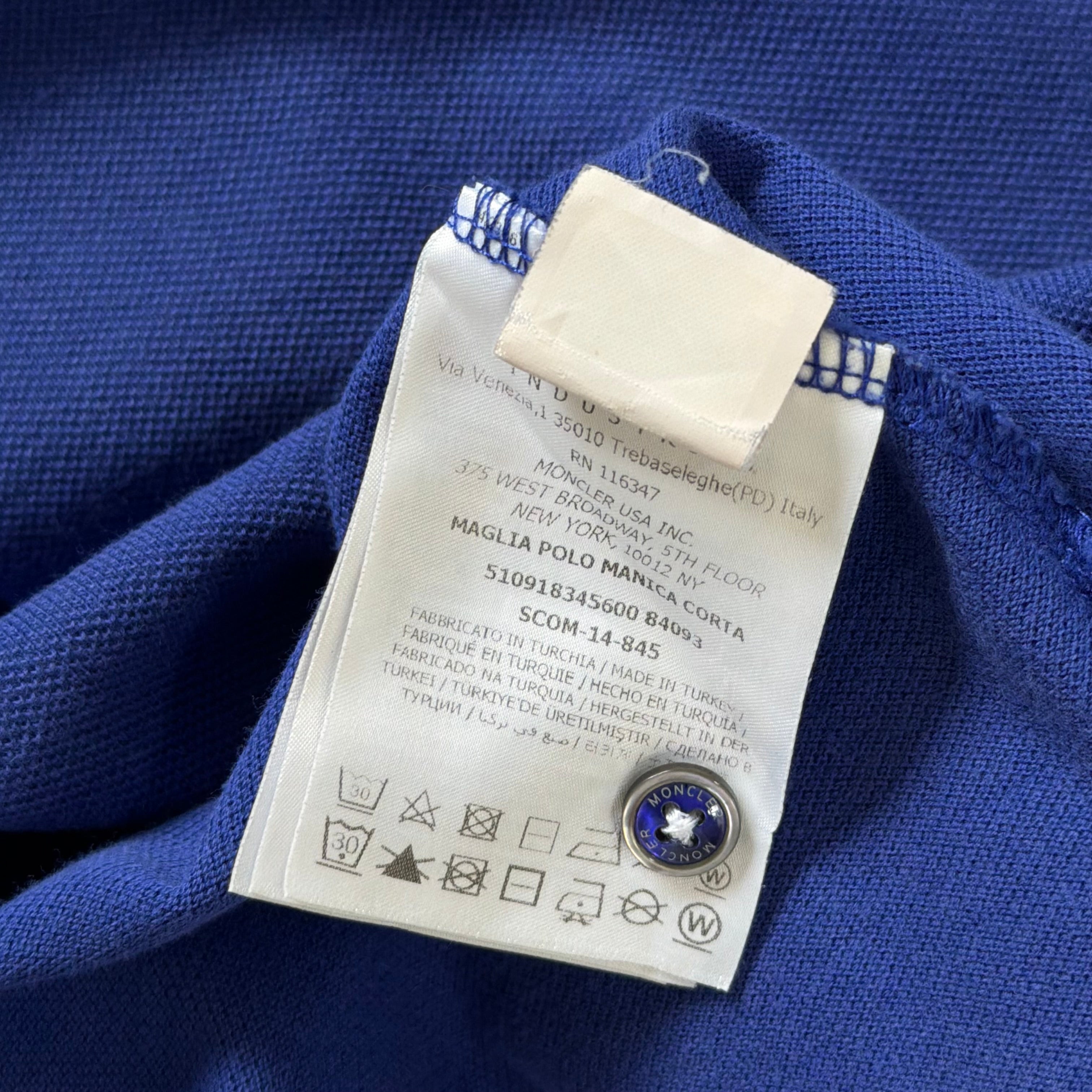 Moncler Blue Short Sleeve Polo Shirt - Medium 20’’