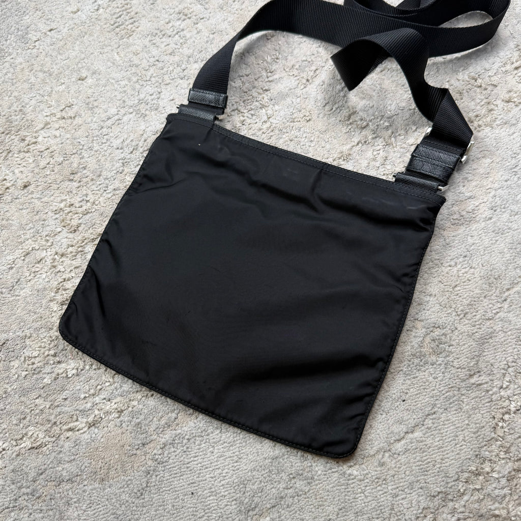 Prada Plaque Black Nylon Man Bag