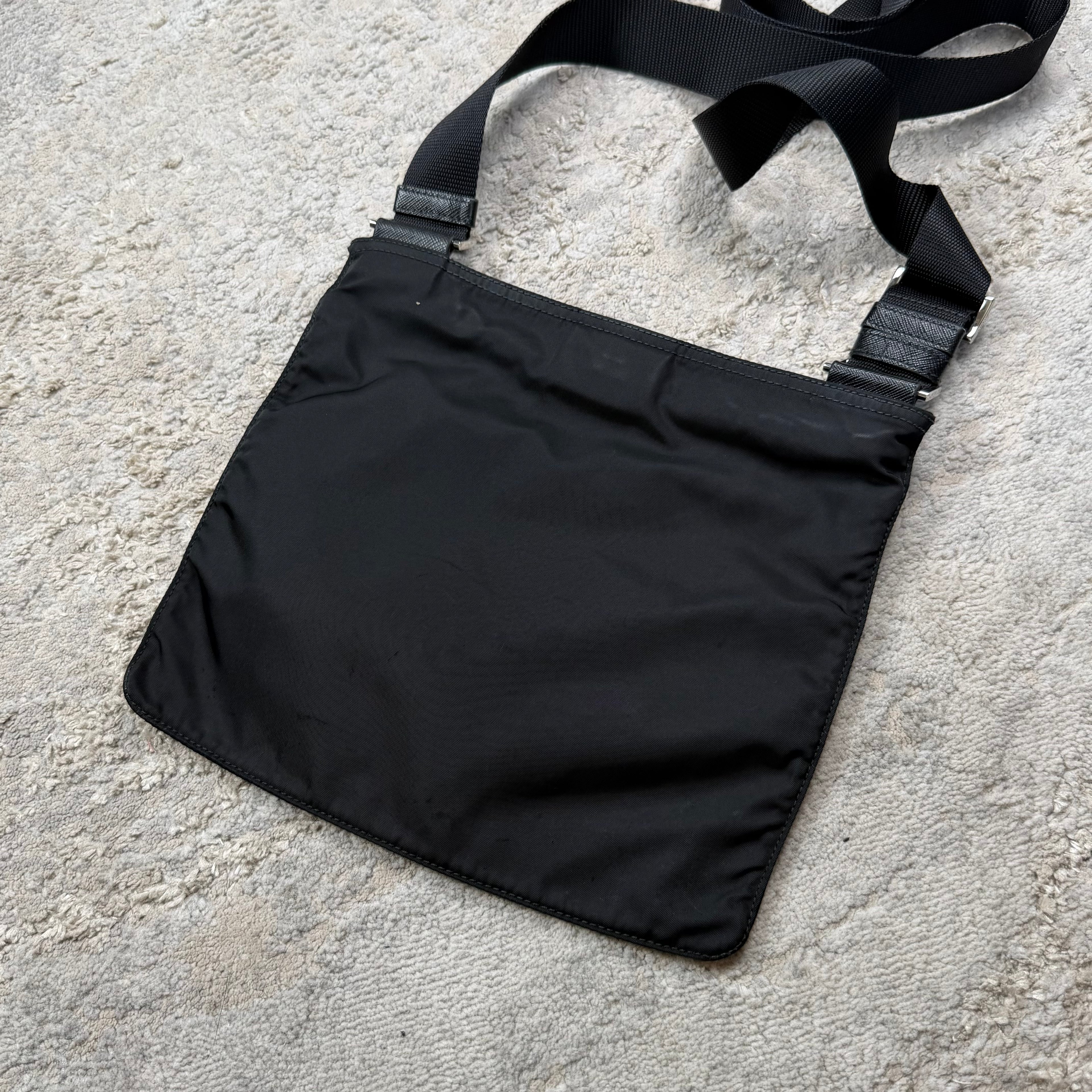 Prada Plaque Black Nylon Man Bag