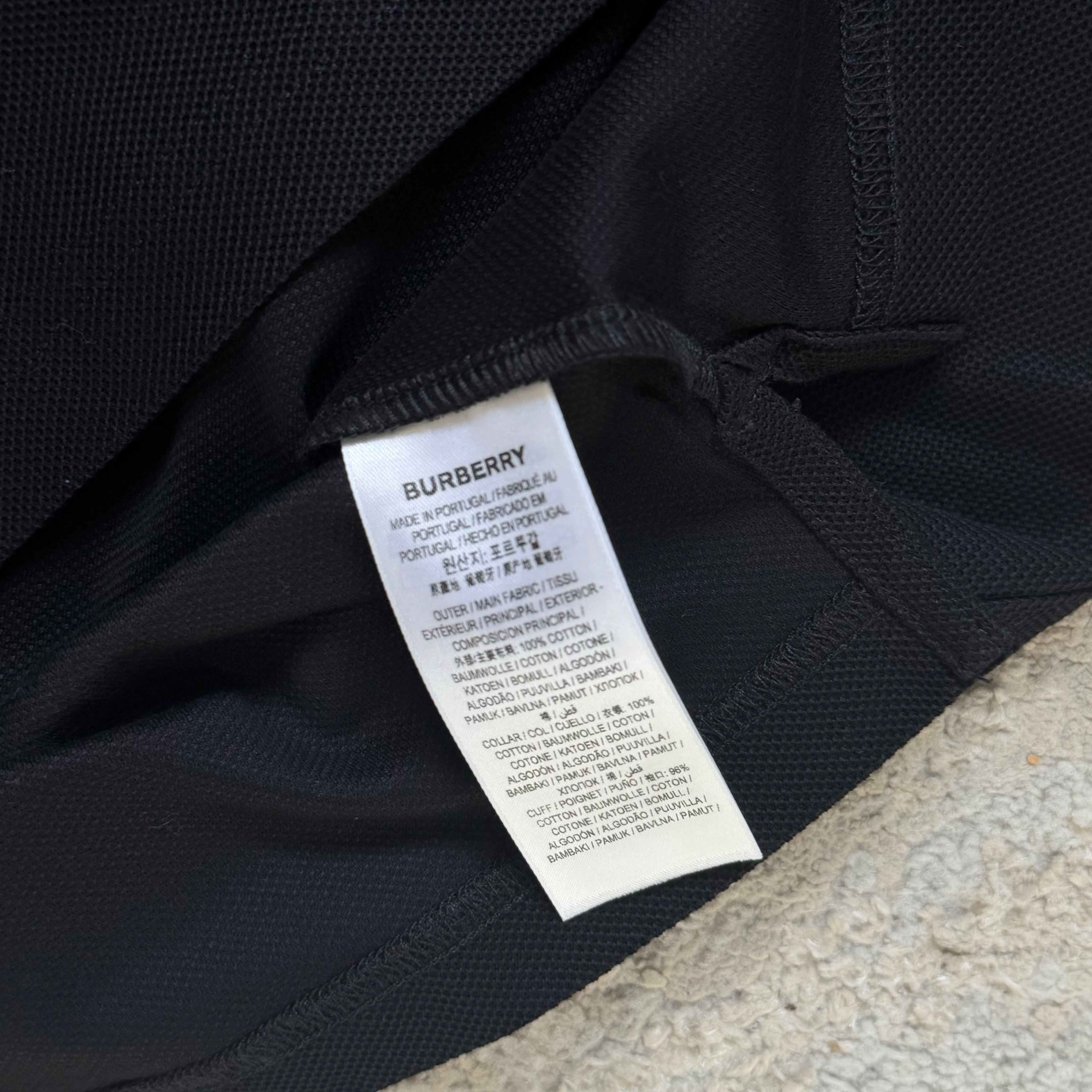 Burberry Check Collar Polo Shirt Black - Small 18’’