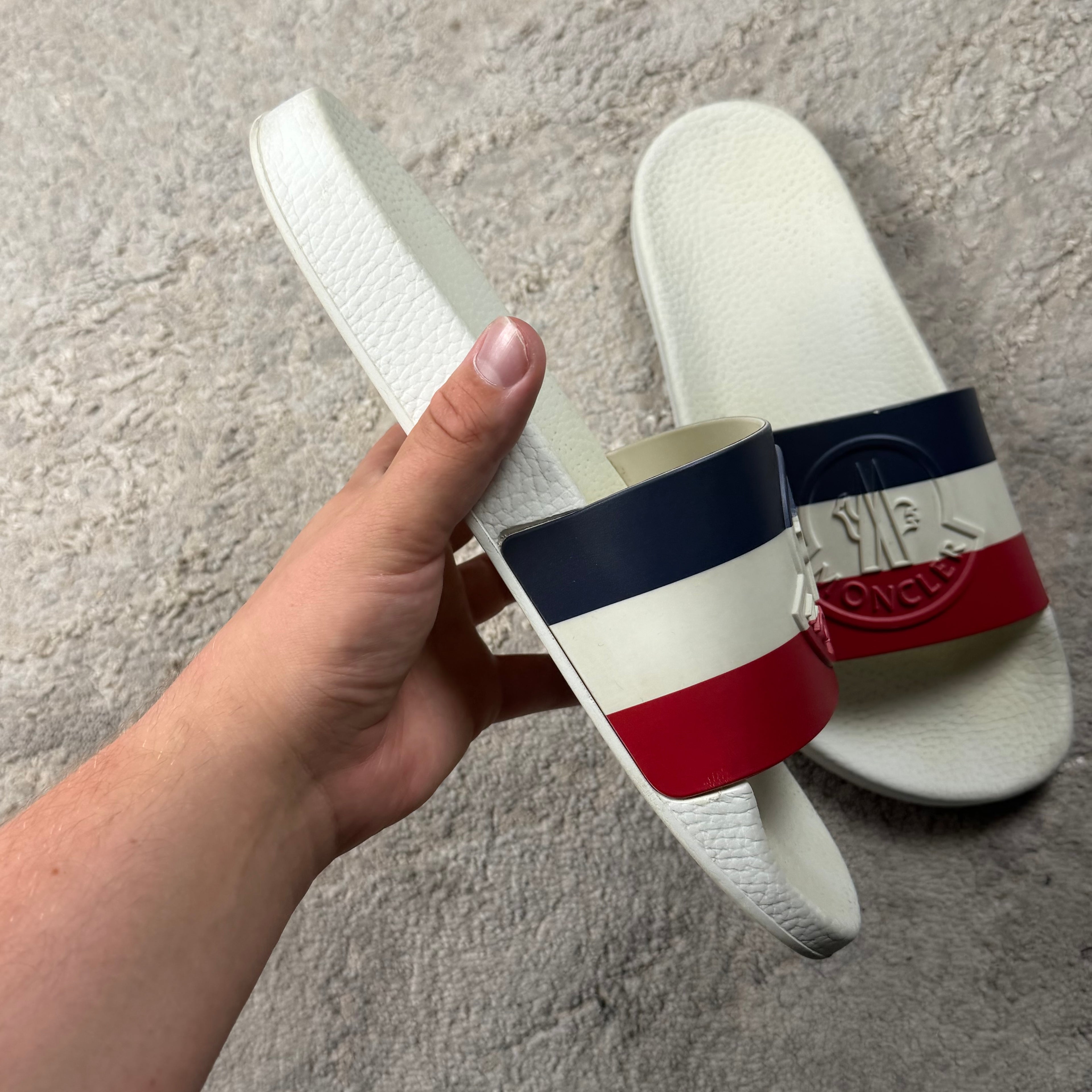 Moncler Stripe Logo White Slider’s - 8UK