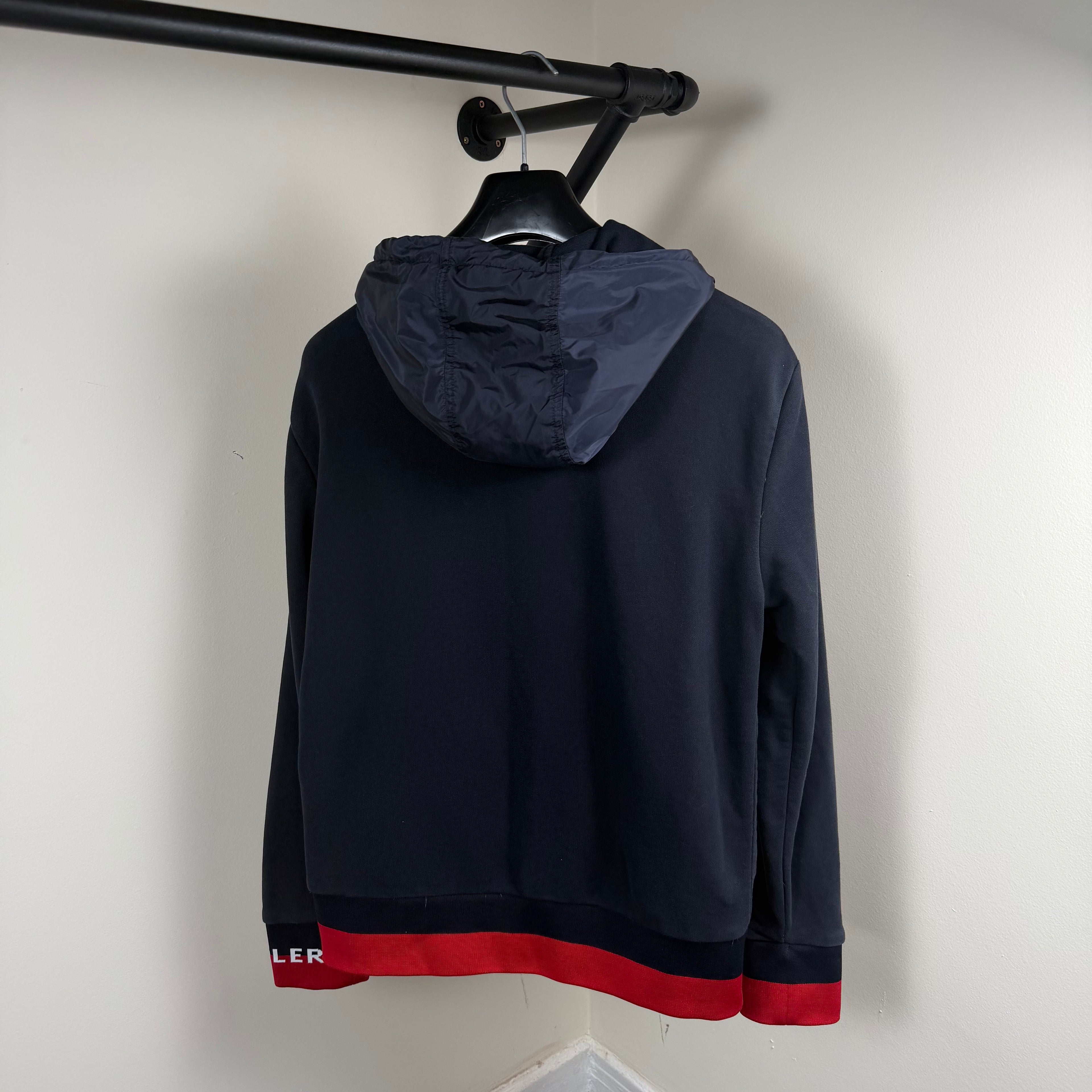 Moncler Navy Nylon Hood Zip Up Hoodie - Medium 20’’