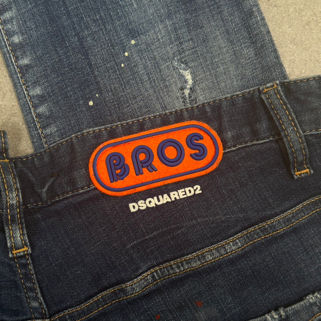Dsqaured2 Blue Splatter Jeans - 34w
