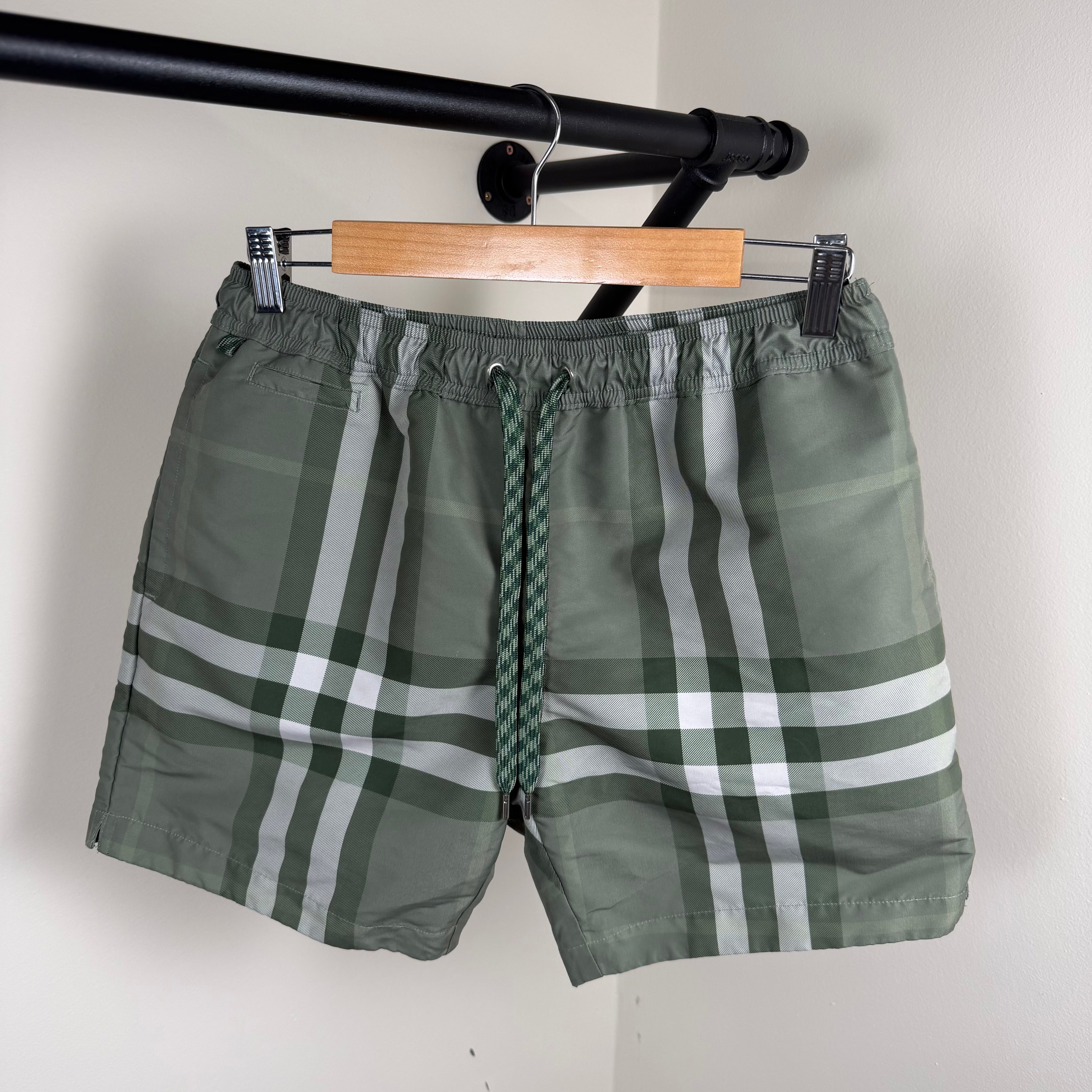 Burberry Green Check Swimming Shorts - Small