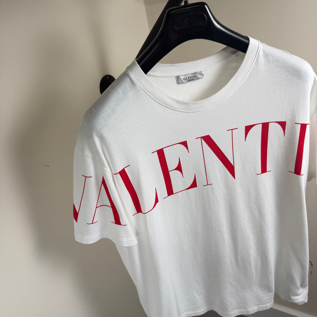 Valentino Garavani Spellout White T-Shirt - Large 21.5’’