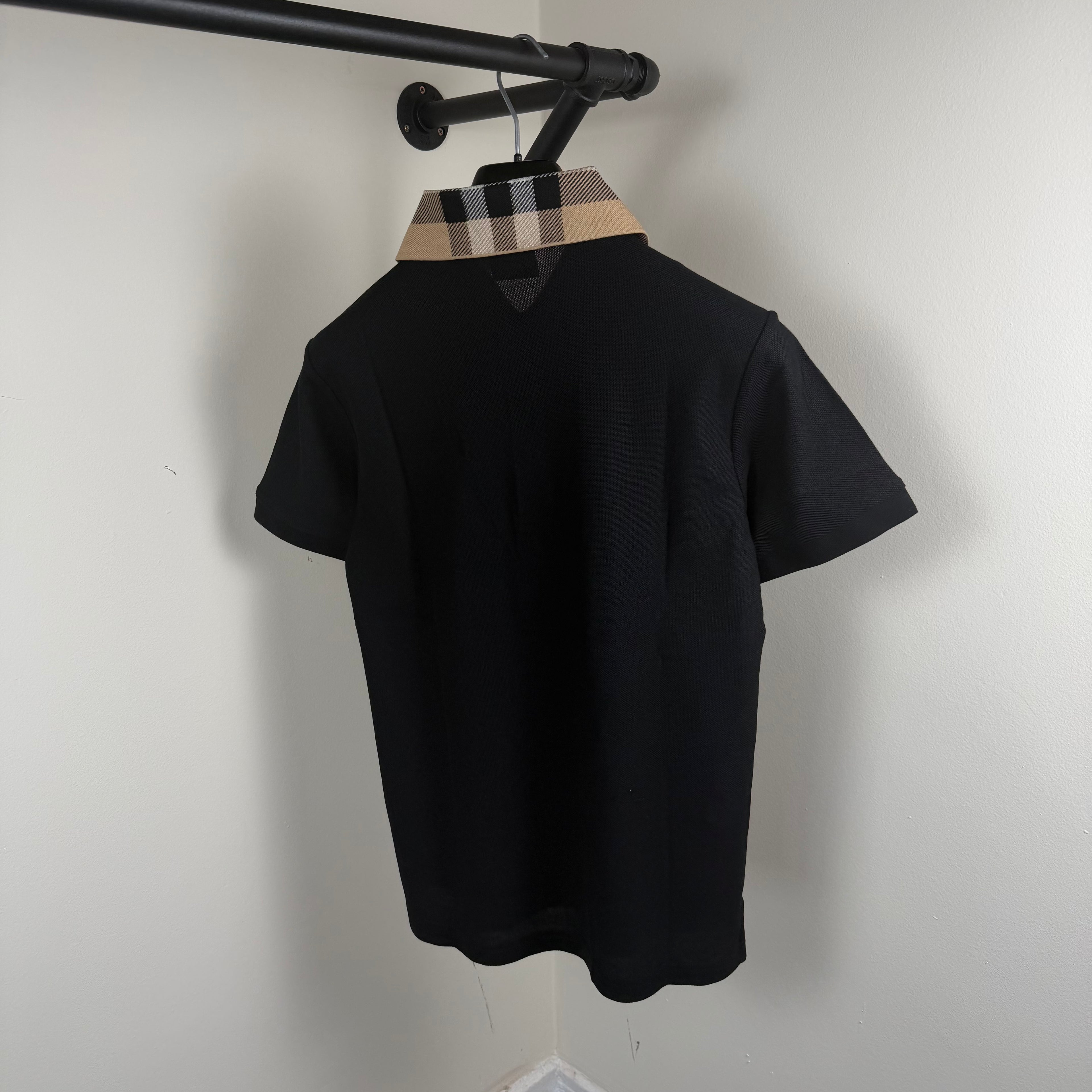 Burberry Check Collar Polo Shirt Black - Small 18’’