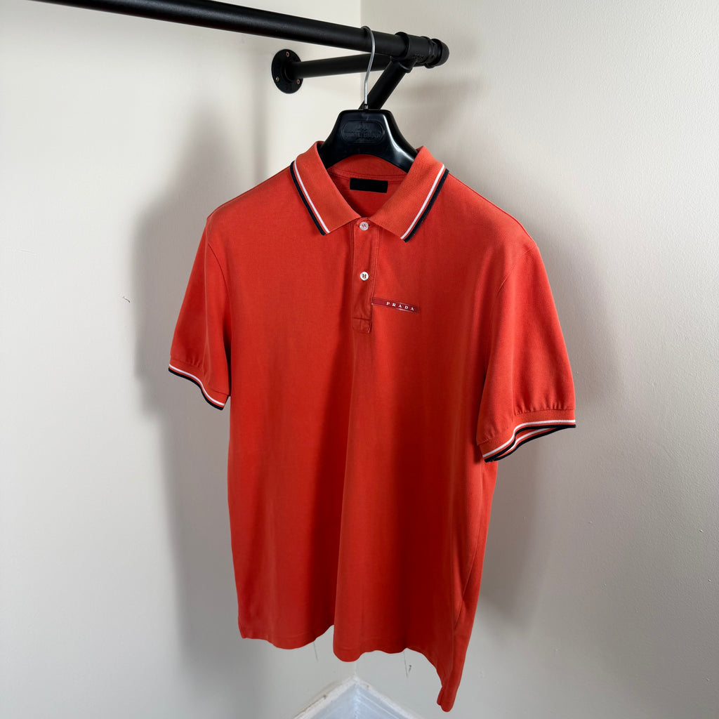 Prada Orange Short Sleeve Polo Shirt - Large 20.5’’