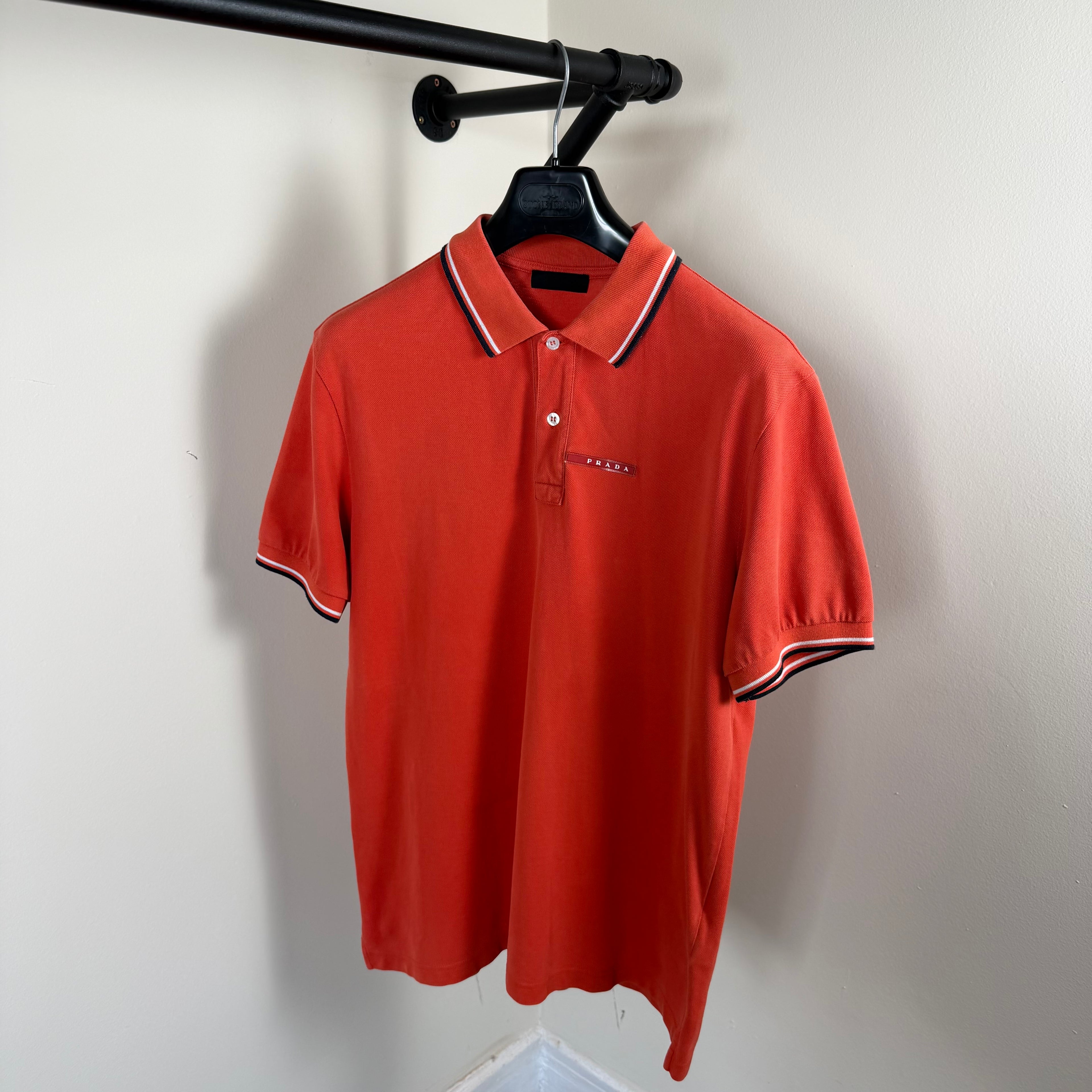 Prada Orange Short Sleeve Polo Shirt - Large 20.5’’