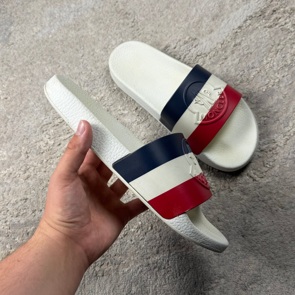 Moncler Stripe Logo White Slider’s - 8UK