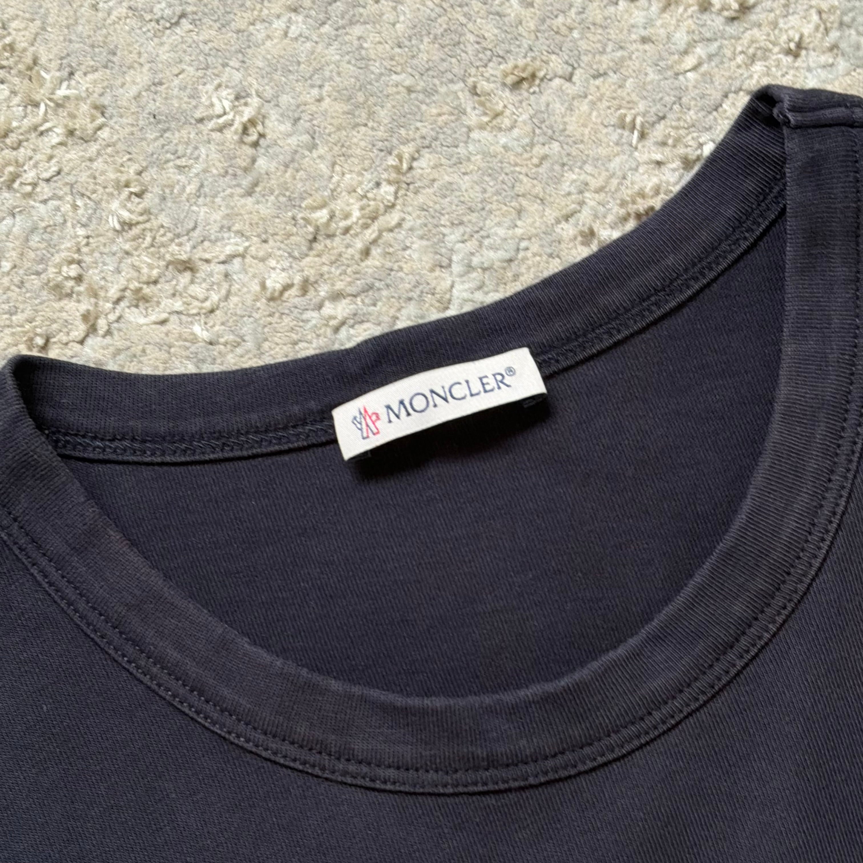 Moncler Navy Spellout T-Shirt - Small 18.75’’