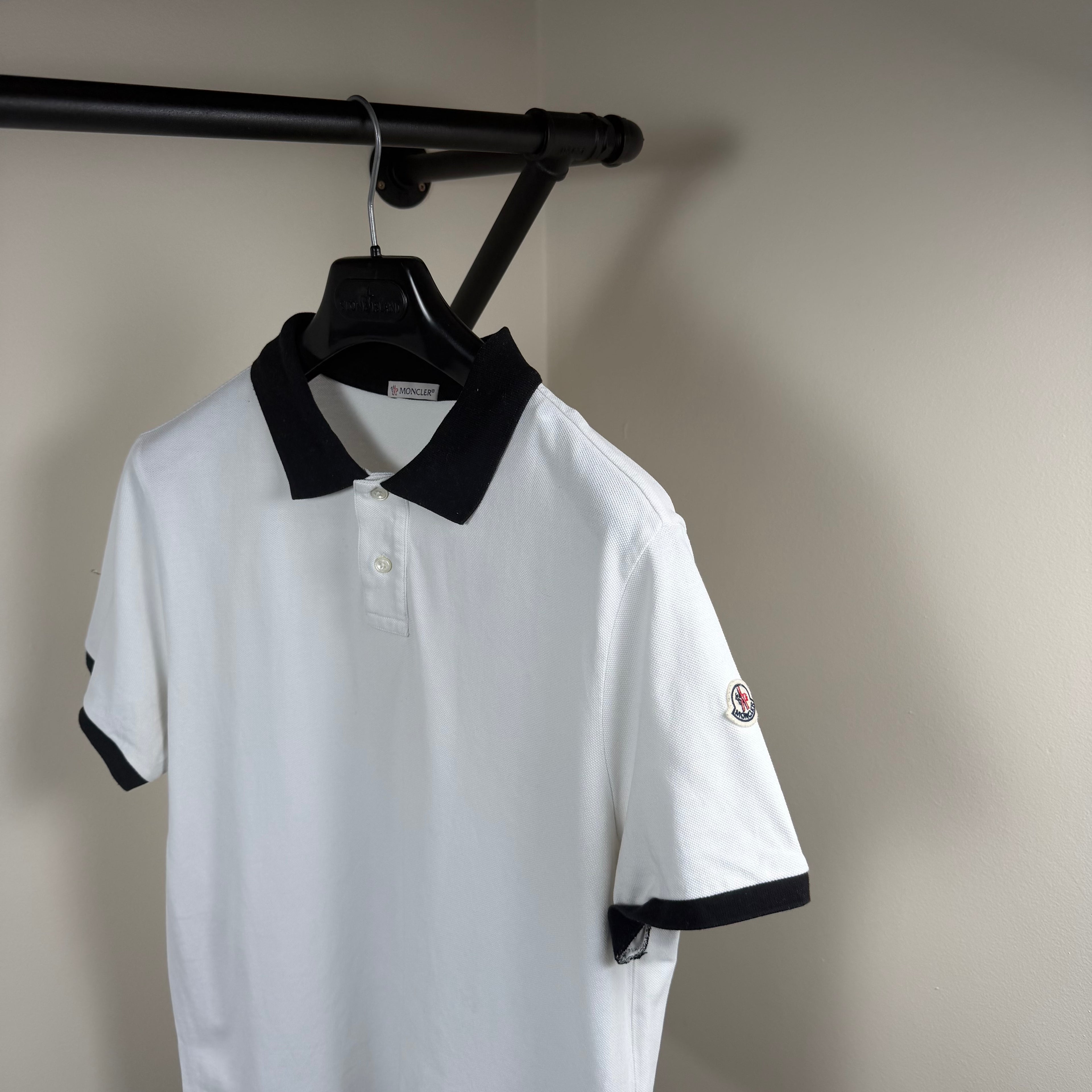 Moncler White Polo Shirt - Large 21.5’’