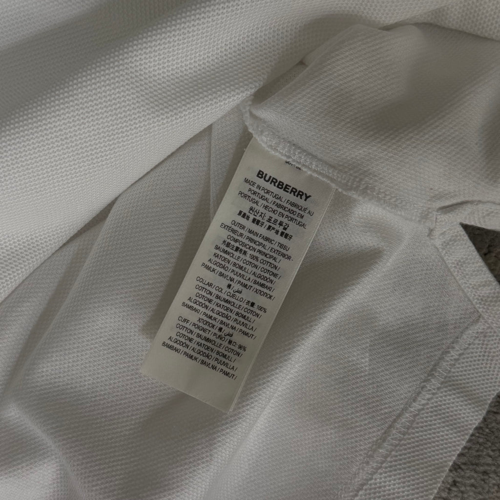 Burberry White Check Collar Polo Shirt - Medium 21’’