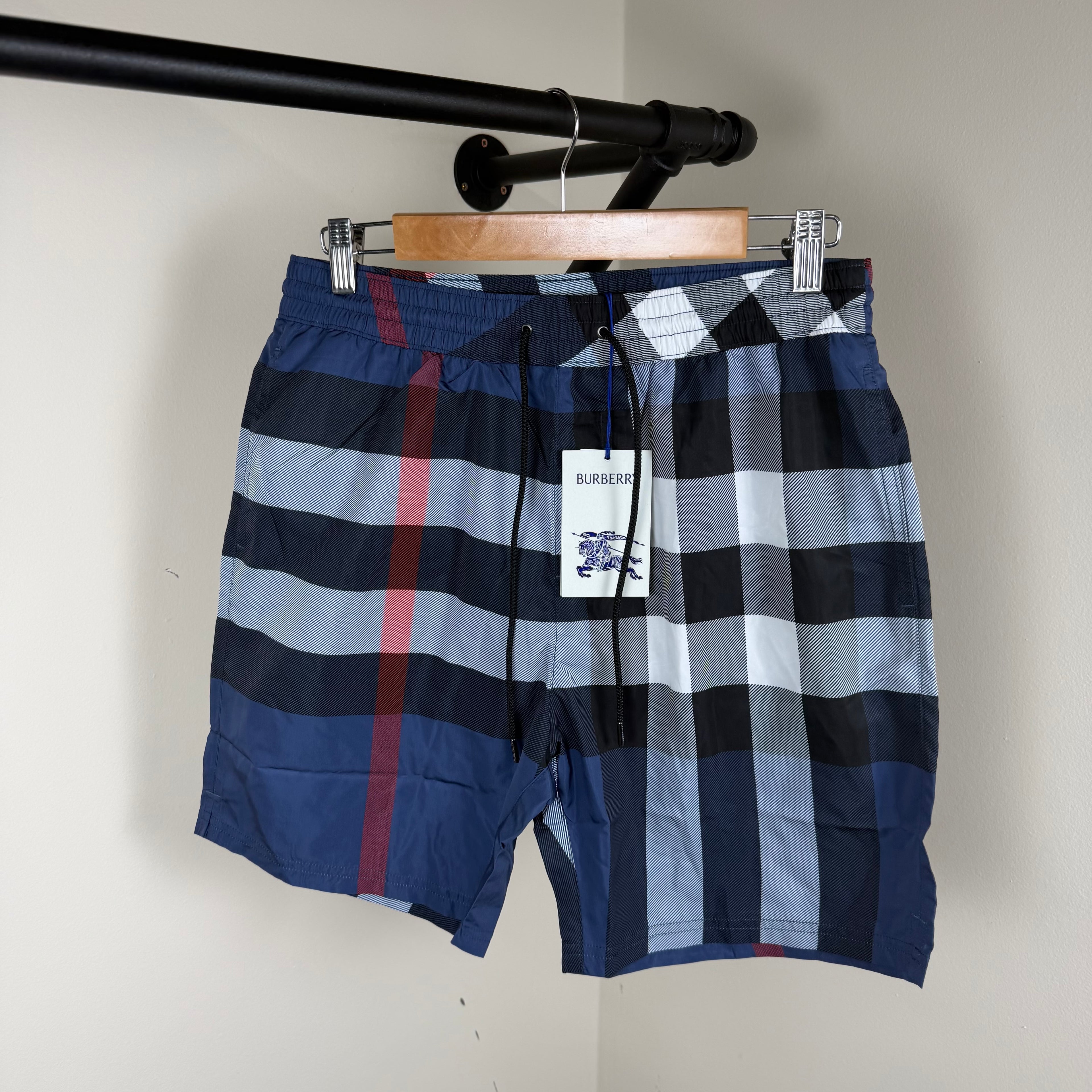 Burberry Blue Check Swimming Shorts - Medium