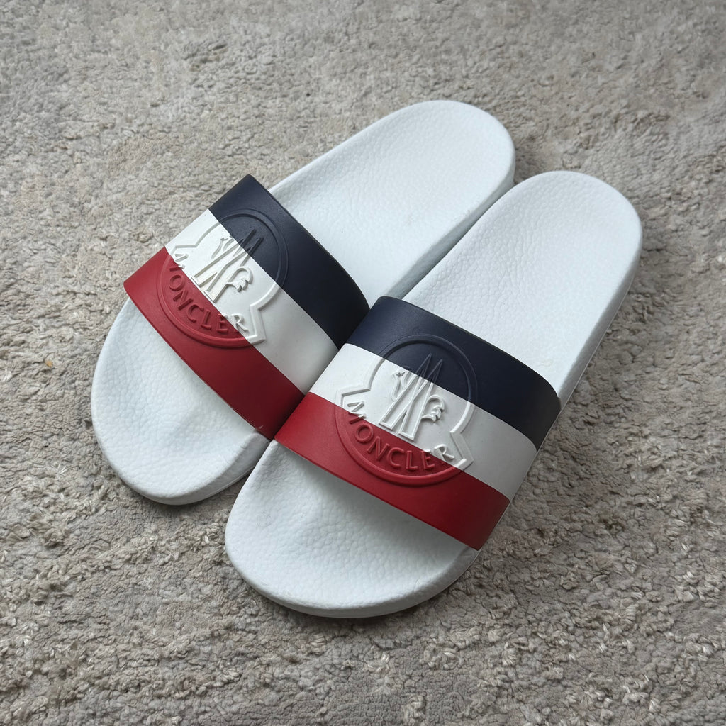 Moncler White Basile Logo Slider’s - 7UK
