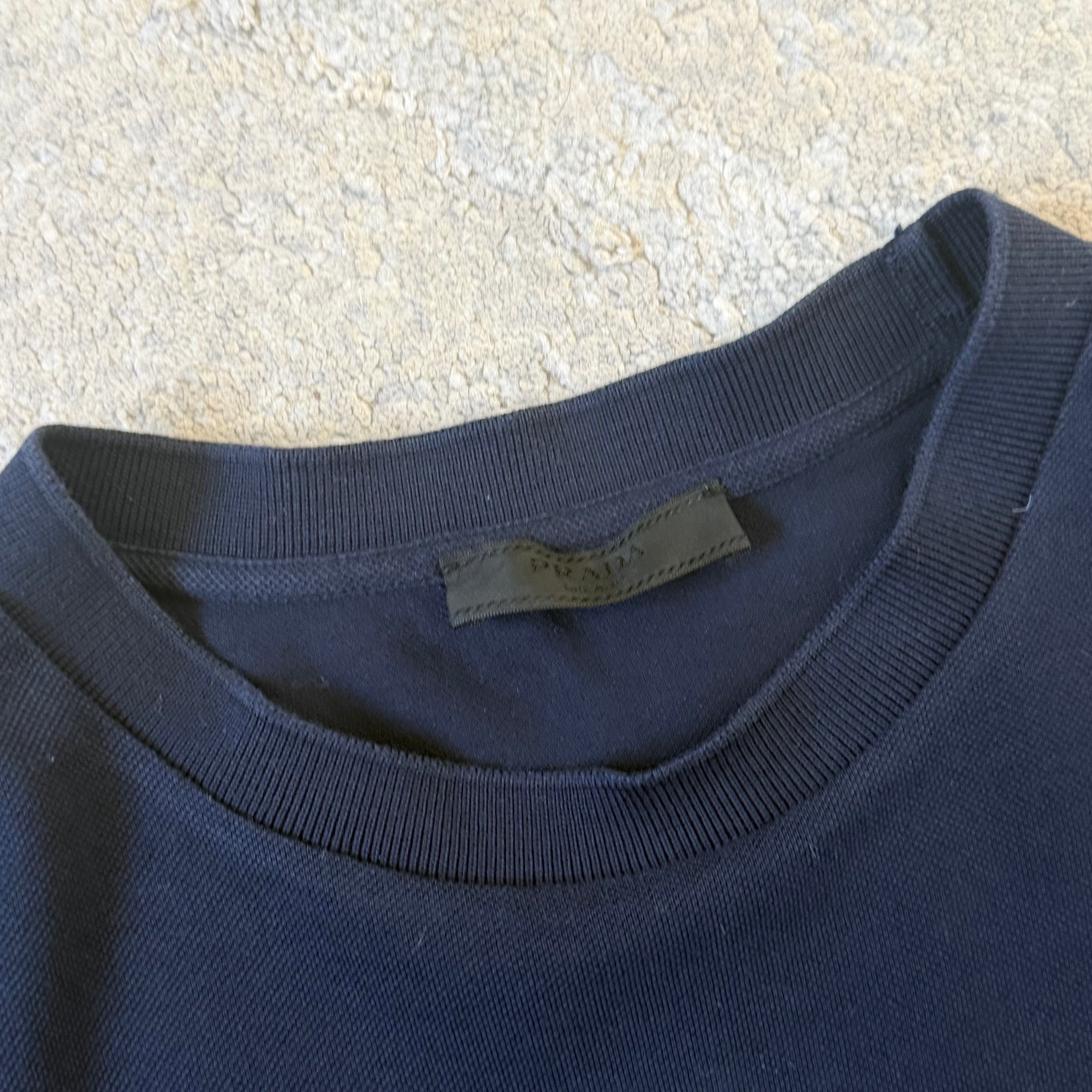 Prada Navy Pique Logo T-Shirt - Medium 21’’