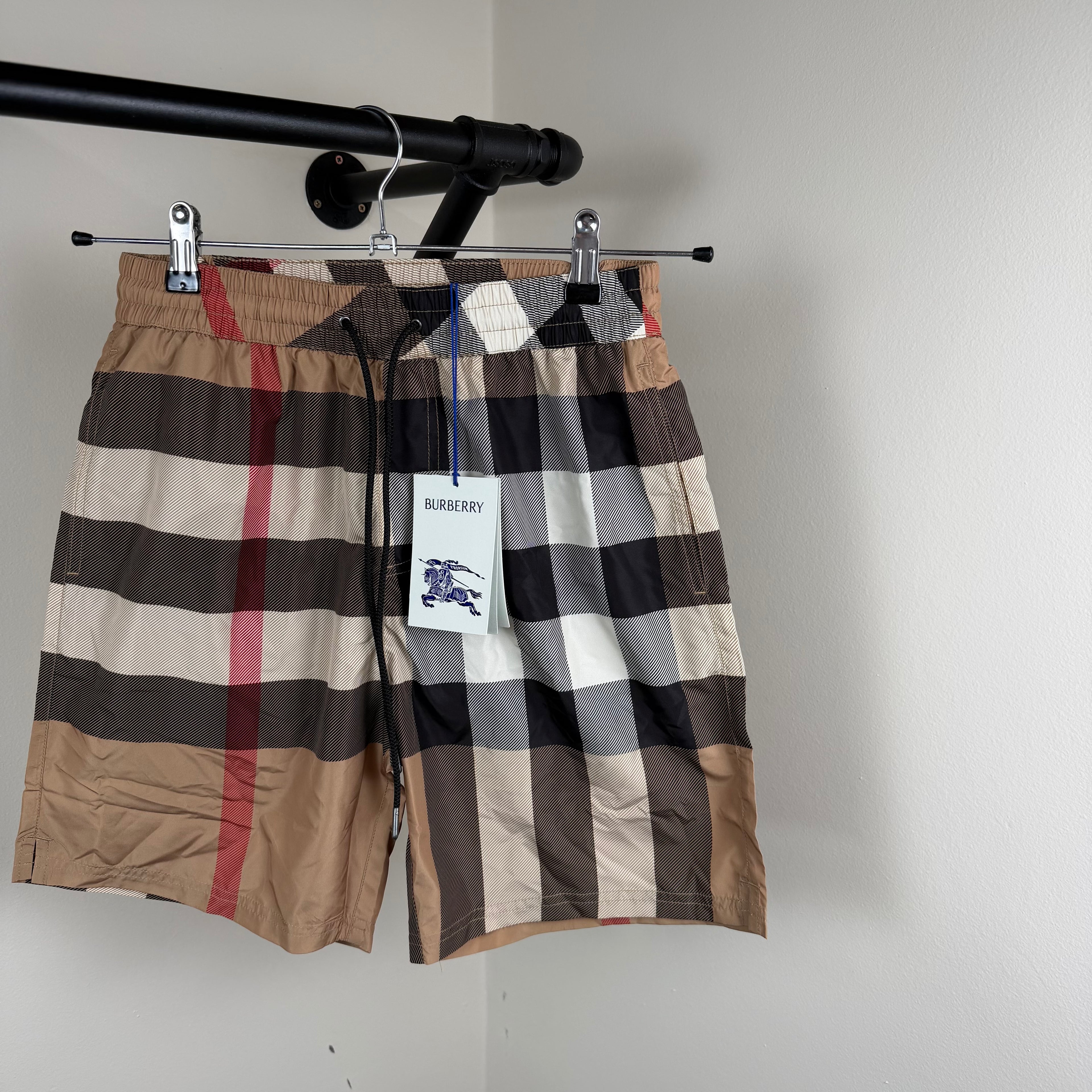 Burberry Biege Check Swimming Shorts - Small