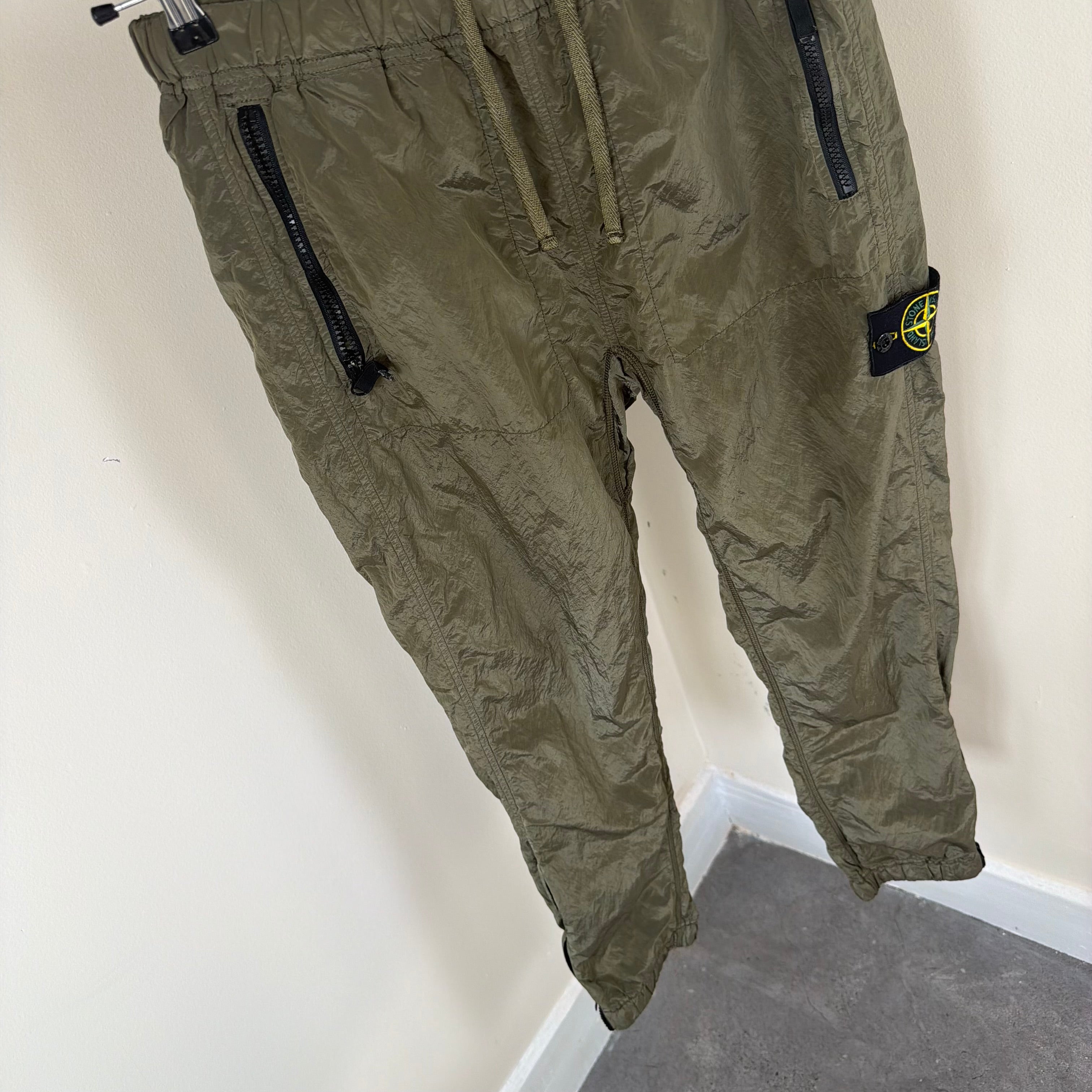 Stone Island Khaki Nylon Cargo Pants - Small