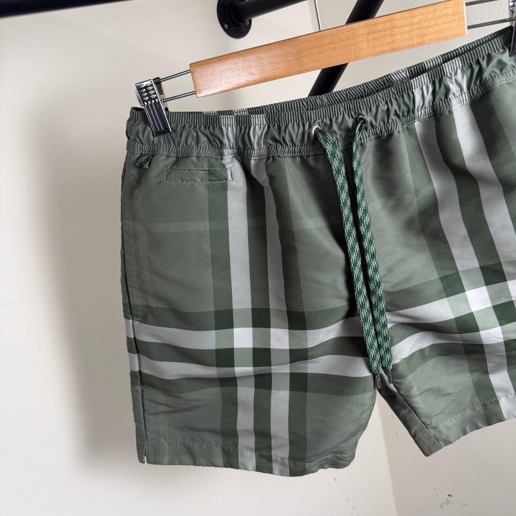 Burberry Green Check Swimming Shorts - Small