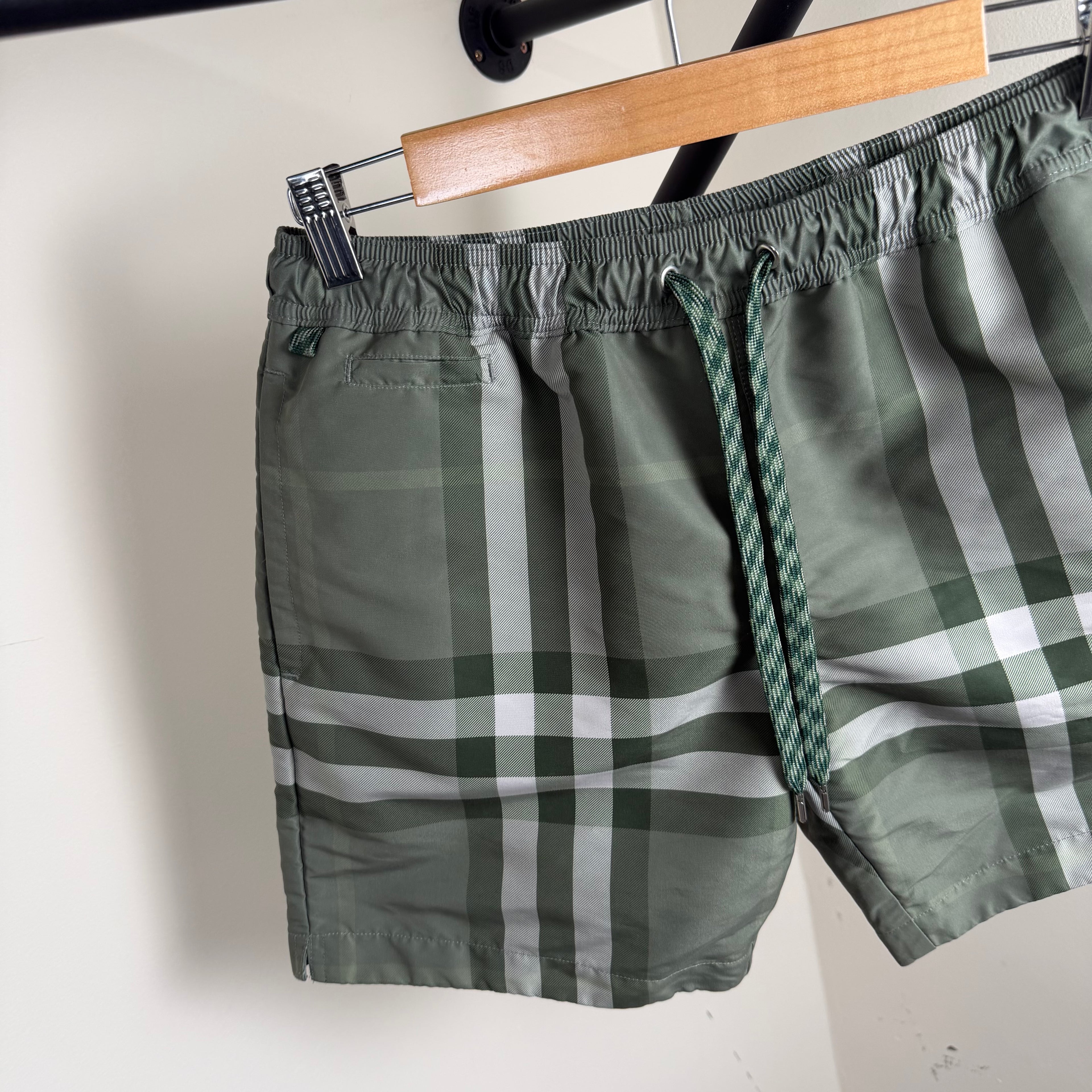 Burberry Green Check Swimming Shorts - Small