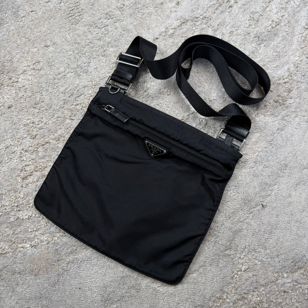 Prada Plaque Black Nylon Man Bag