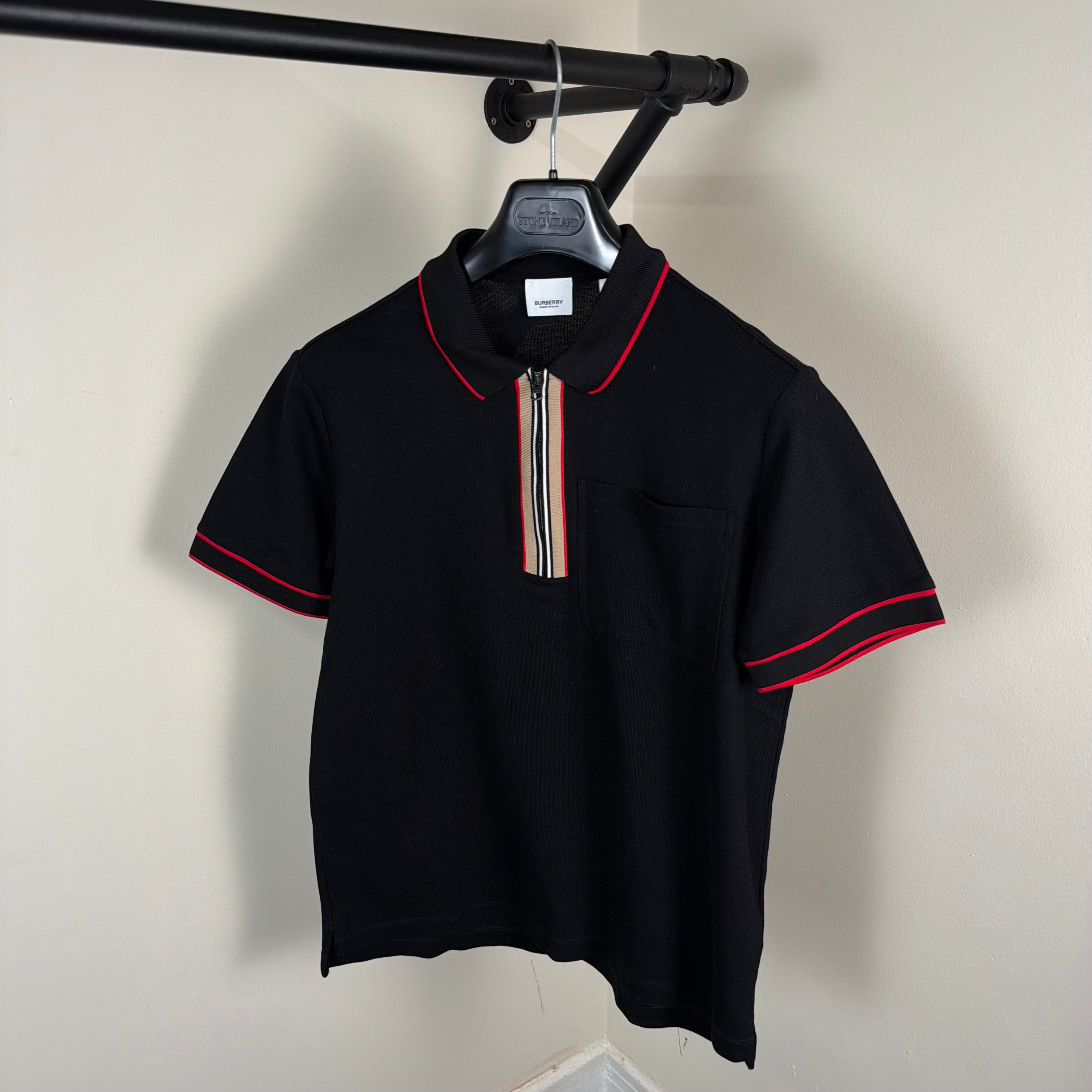 Burberry Check Zip Up Polo Shirt - Small 18.5’’