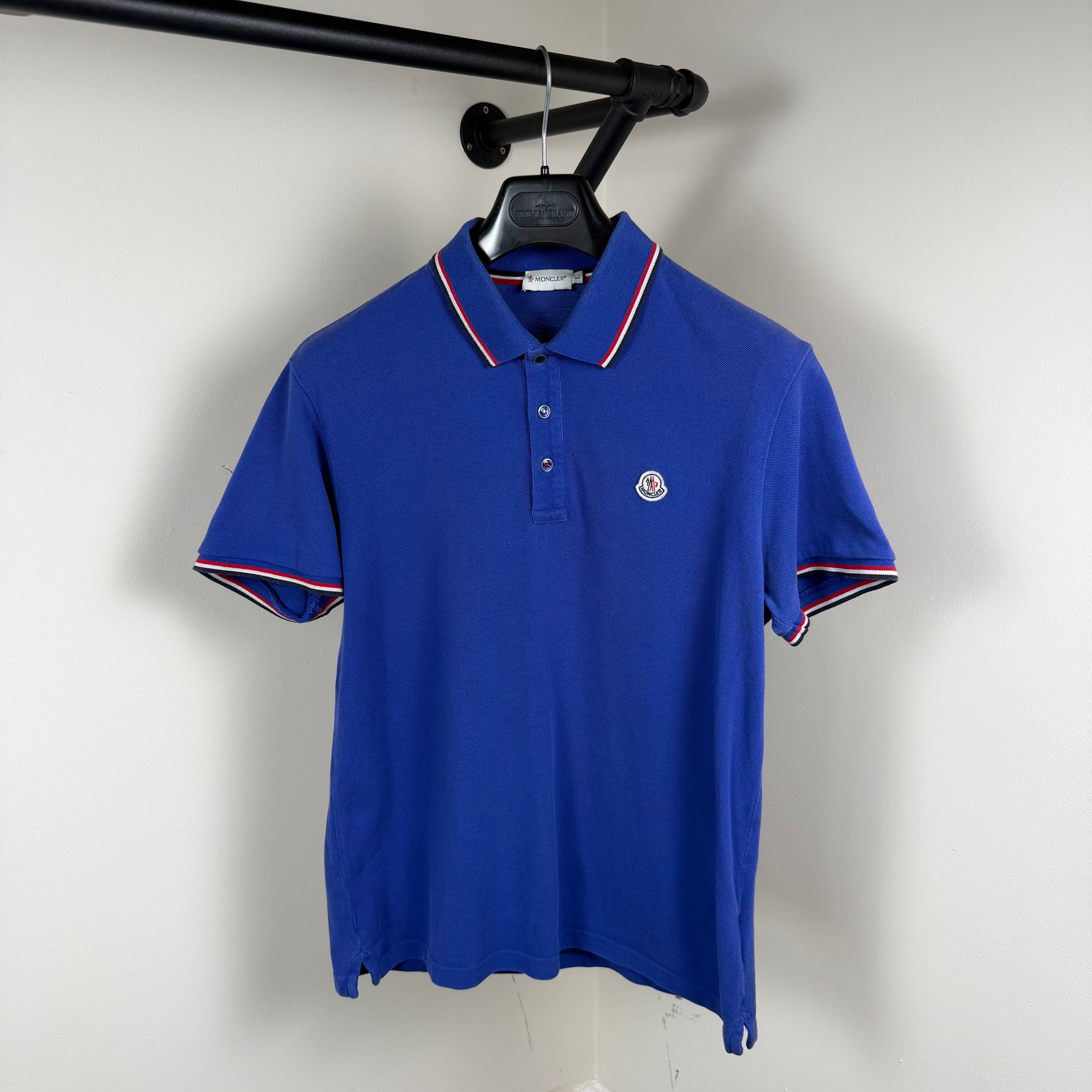 Moncler Blue Short Sleeve Polo Shirt - Medium 20’’