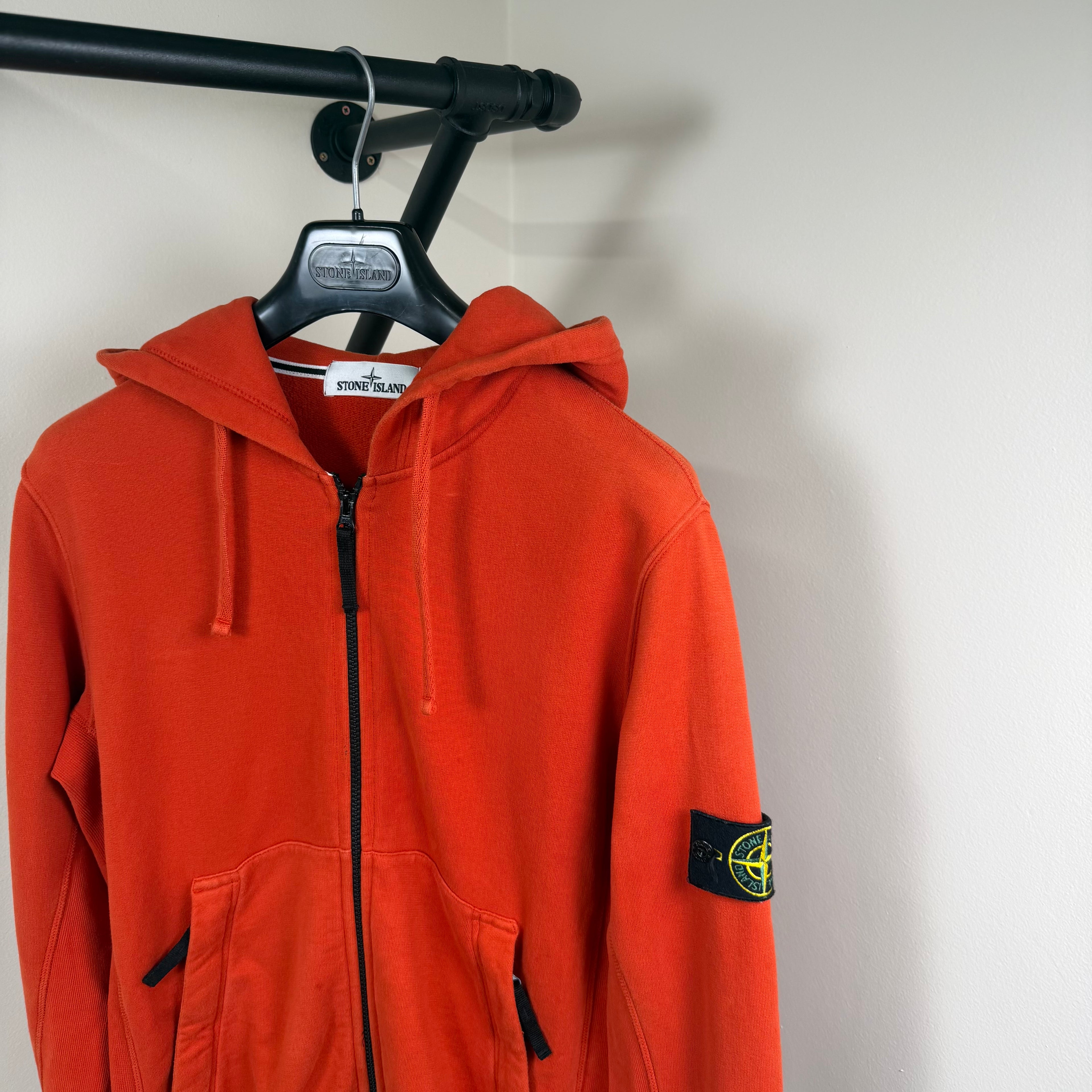 Stone Island Orange Zip Up Hoodie - Medium 21’’