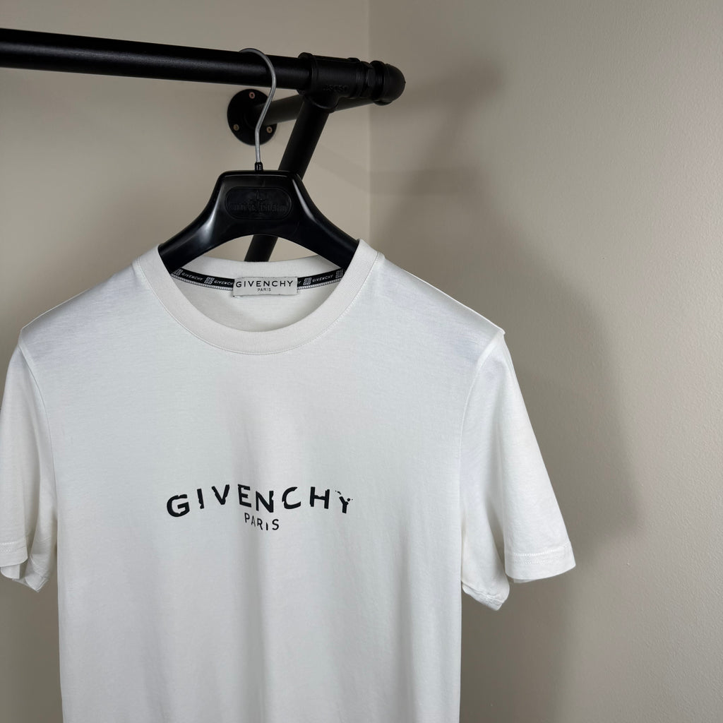 Givenchy Cracked Logo White T-Shirt - Small 19’’