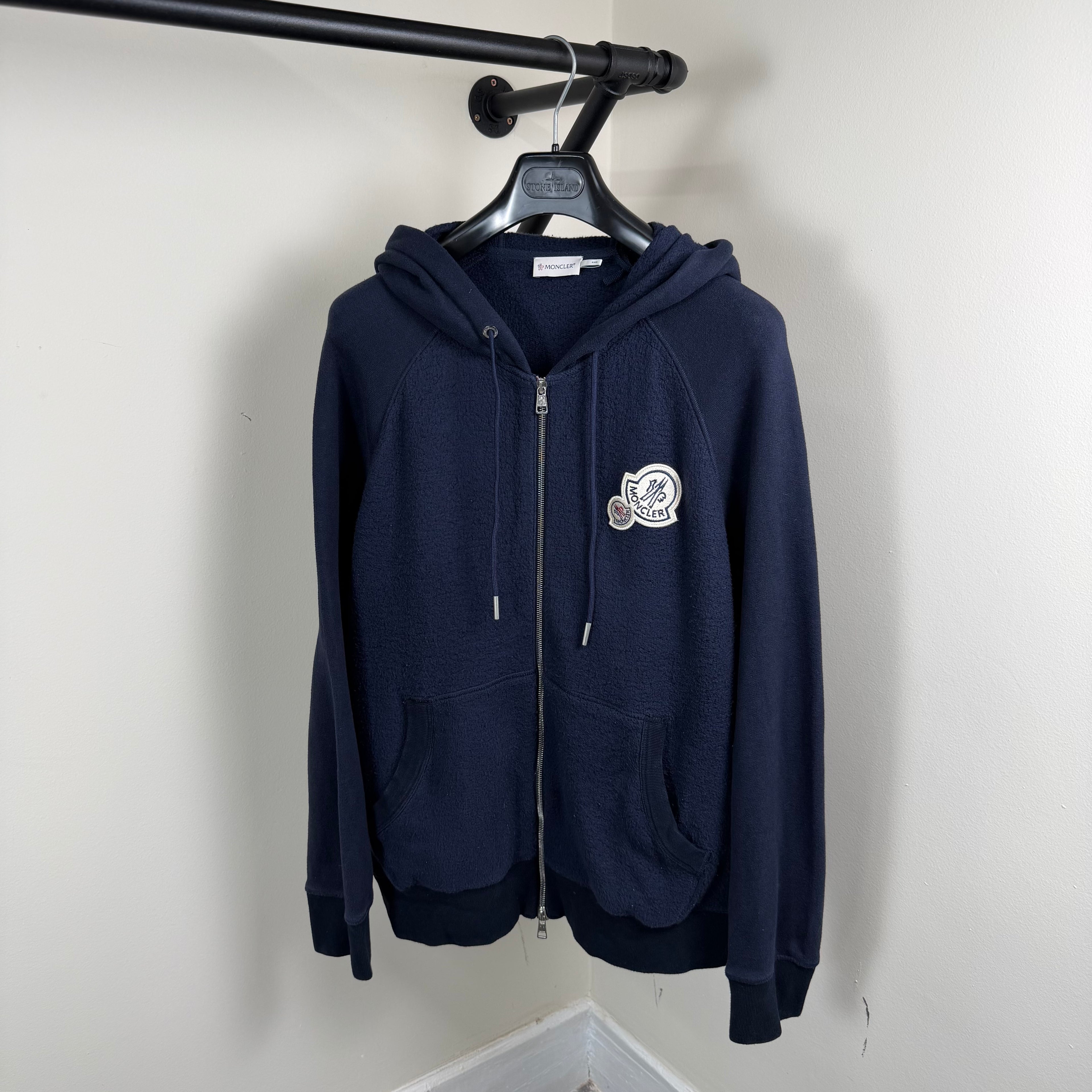 Moncler Double Badge Navy Zip Up Hoodie - XL 23’’