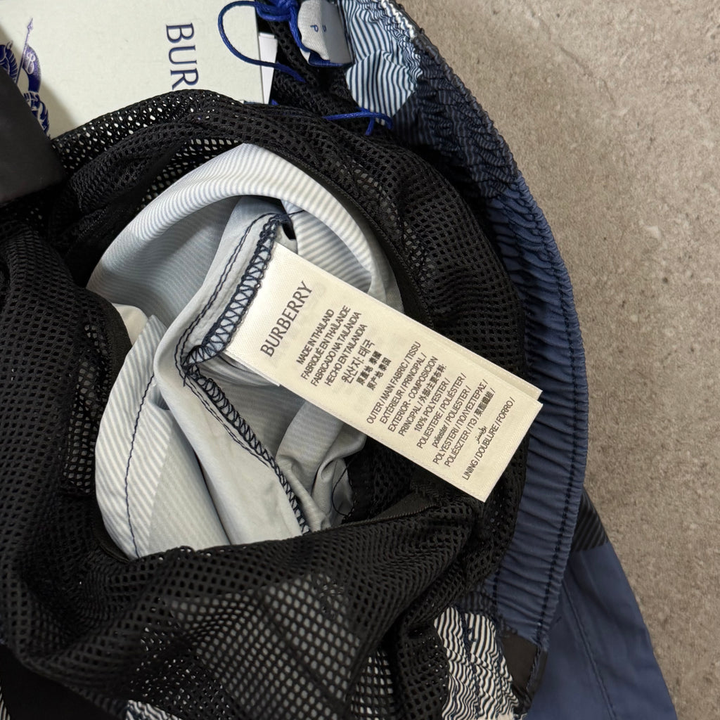Burberry Navy Check Swimming Shorts - Small