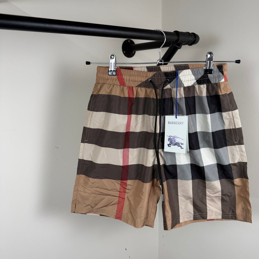 Burberry Biege Check Swimming Shorts - Small