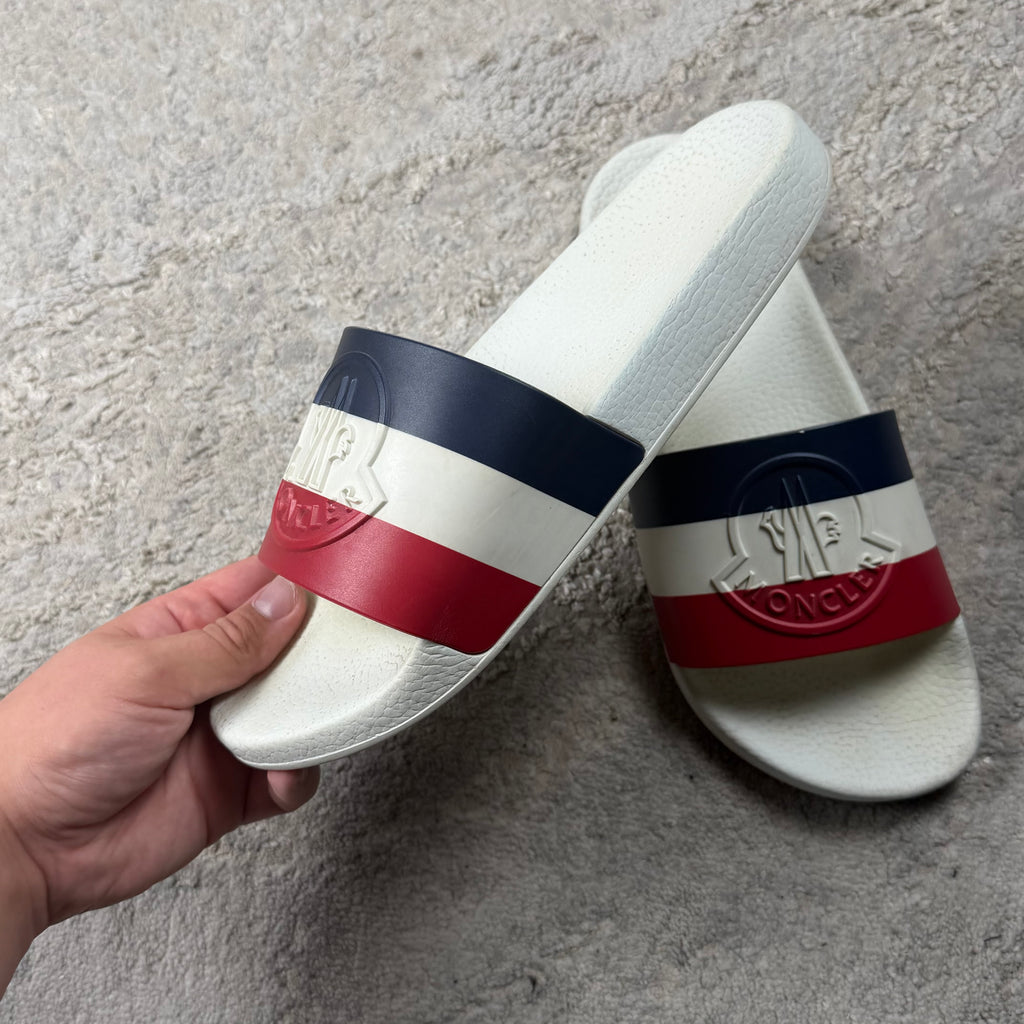 Moncler Stripe Logo White Slider’s - 8UK