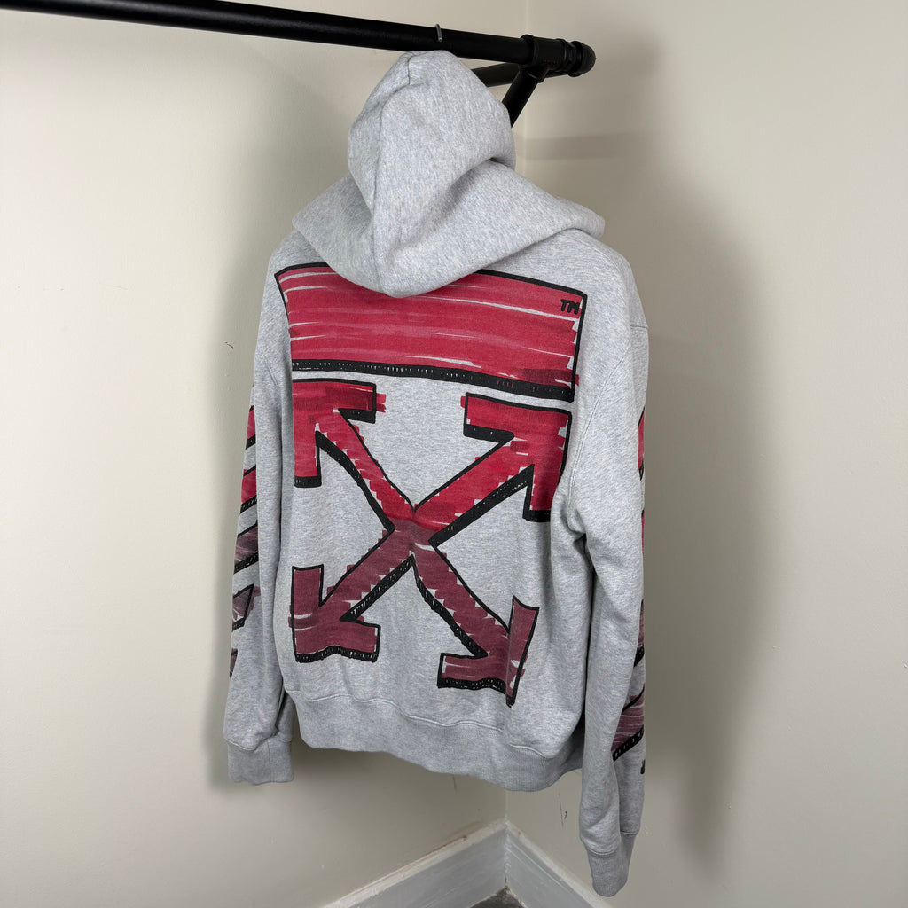 Off White Arrow Grey Hoodie - Medium 23’’