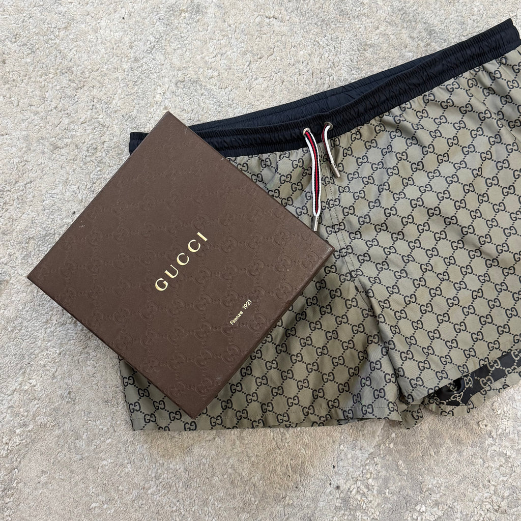 Gucci Monogram Biege Swimming Shorts - Medium