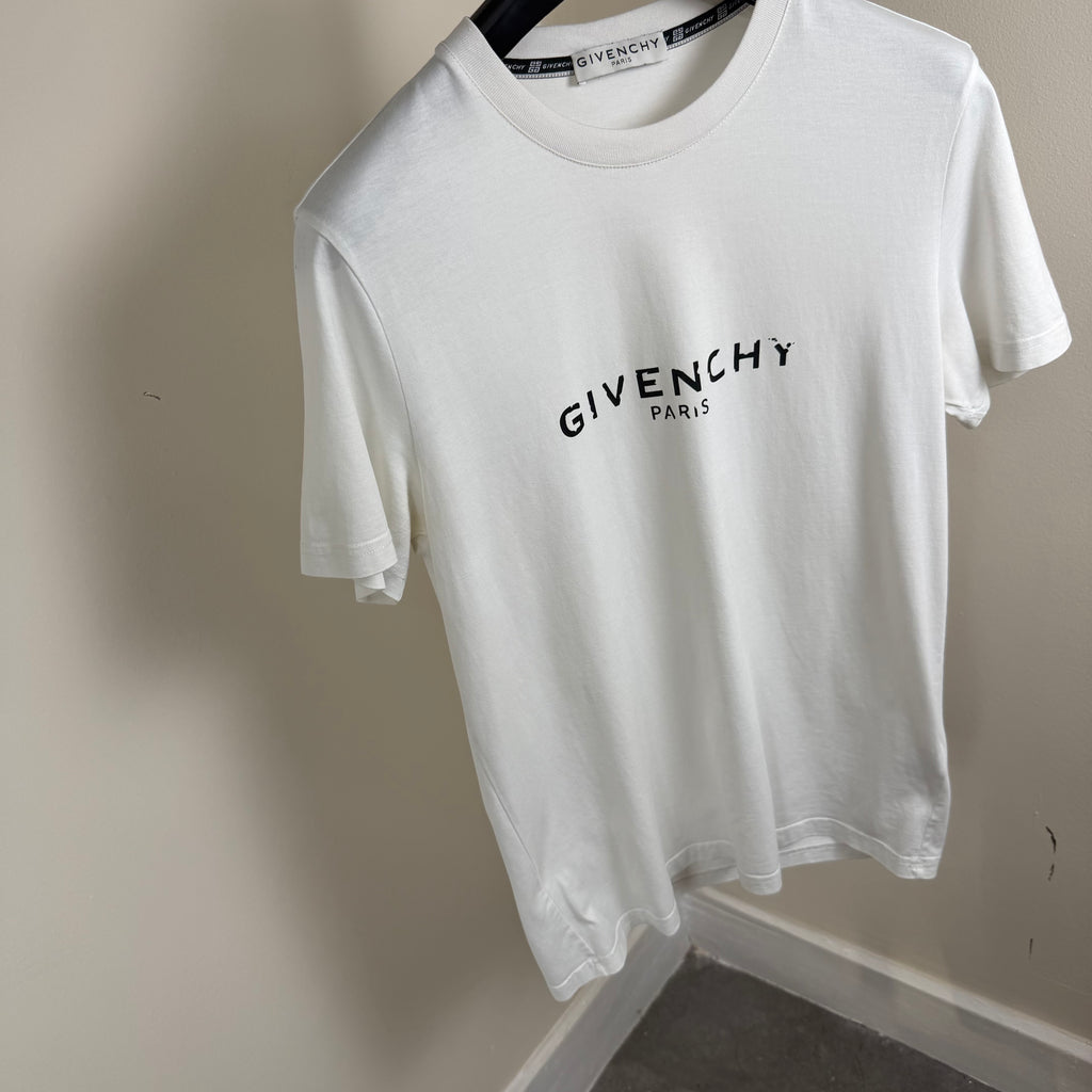 Givenchy Cracked Logo White T-Shirt - Small 19’’
