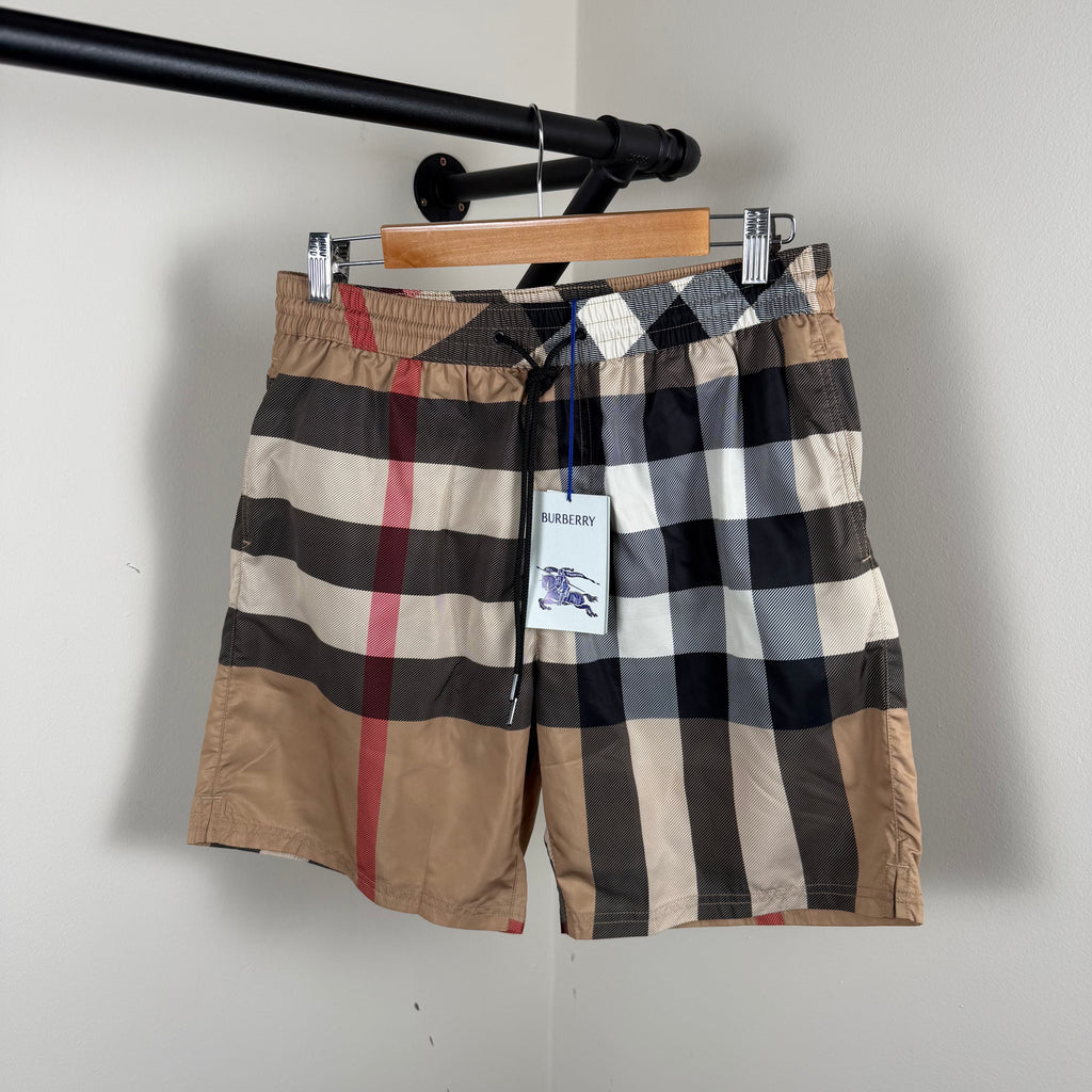Burberry Biege Check Swimming Shorts - Large