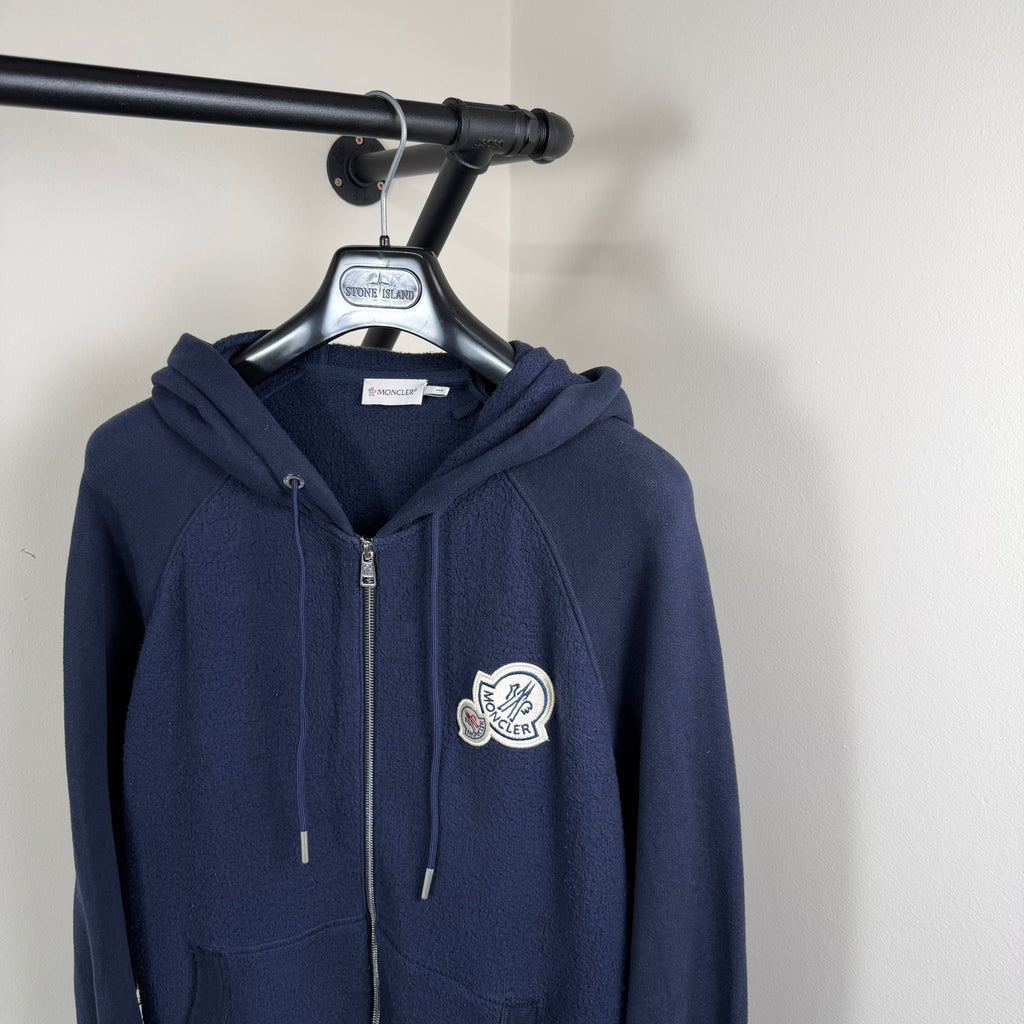 Moncler Double Badge Navy Zip Up Hoodie - XL 23’’