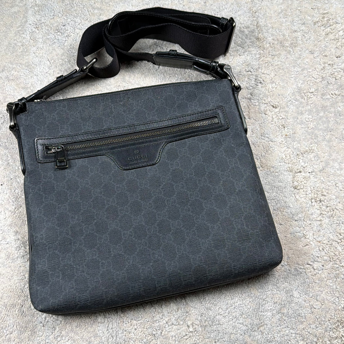 Gucci Black Monogram Messenger Bag