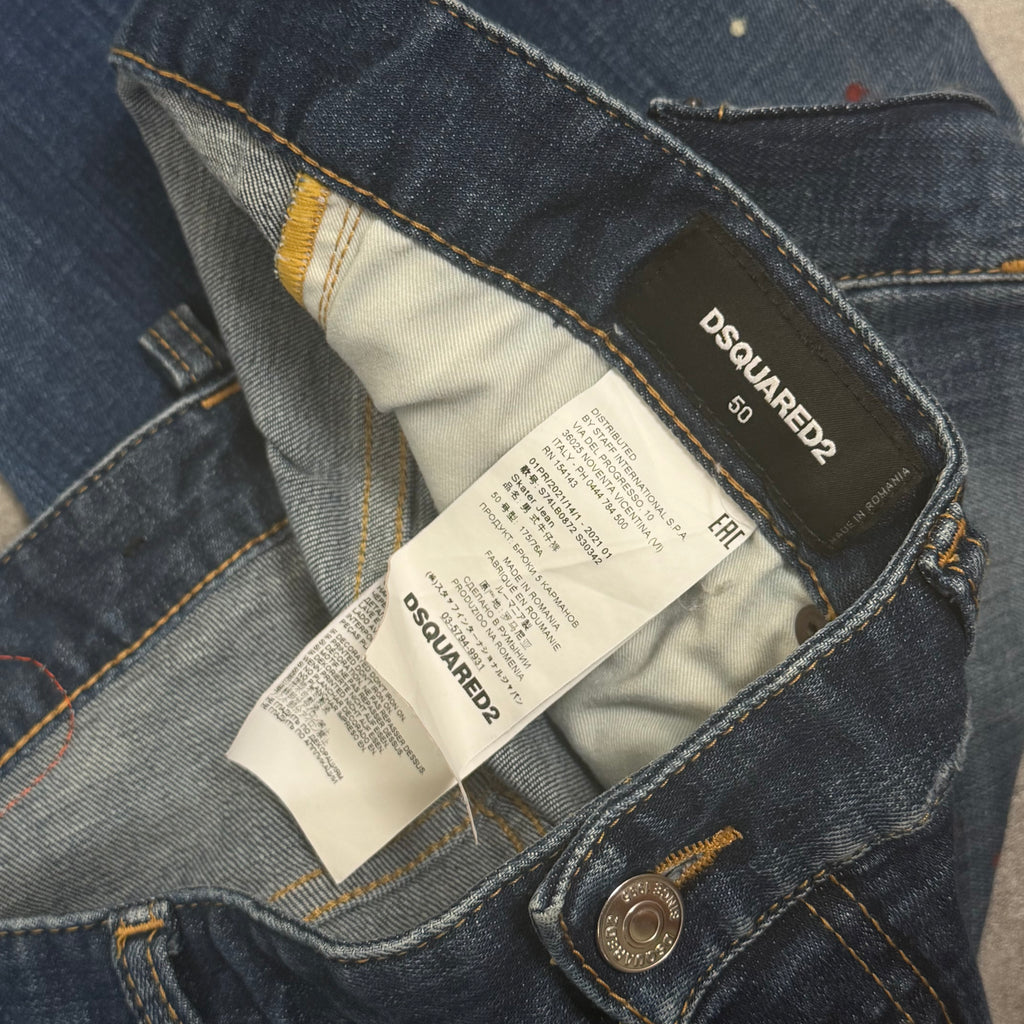 Dsqaured2 Blue Splatter Jeans - 34w