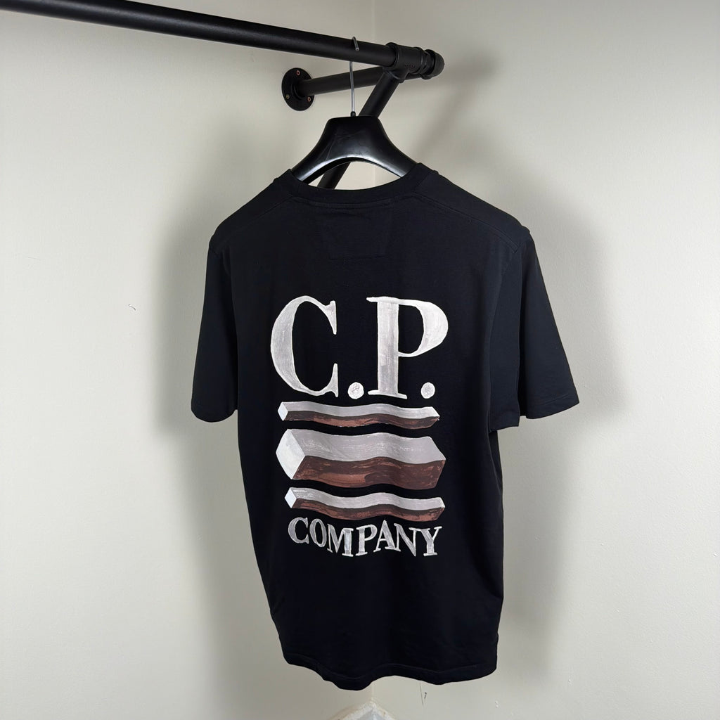 C.P Company Black Graphic T-Shirt - Medium 19.5’’