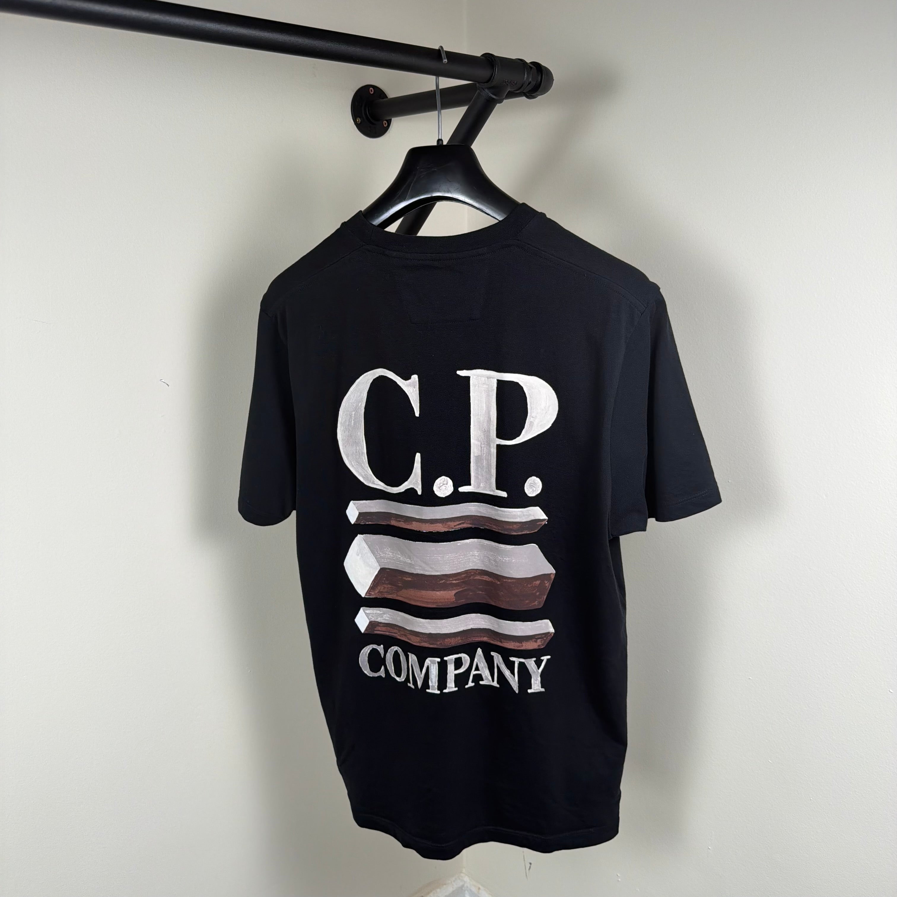 C.P Company Black Graphic T-Shirt - Medium 19.5’’