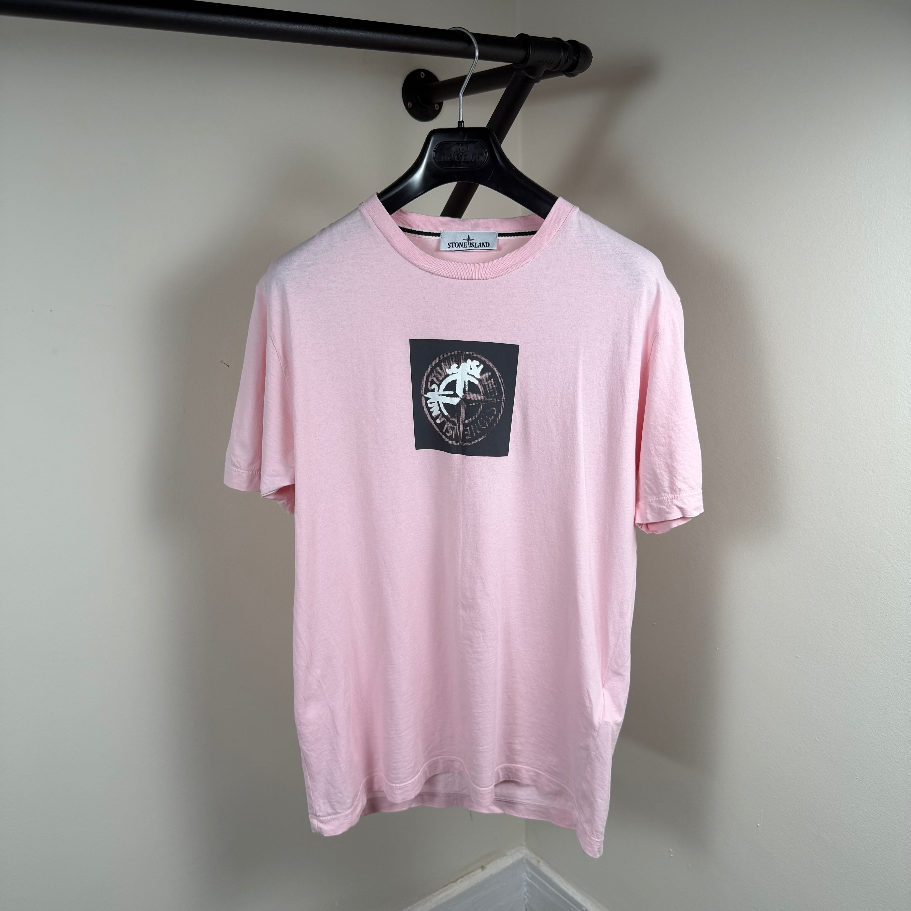 Stone Island Pink Graphic T-Shirt - Medium 19.5’’