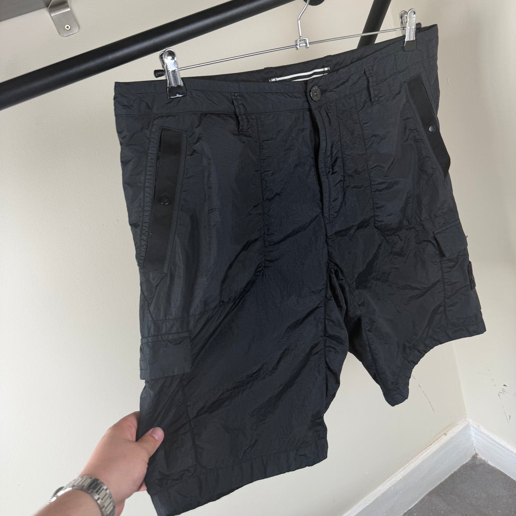 Stone Island Nylon Black Cargo Shorts - 36W