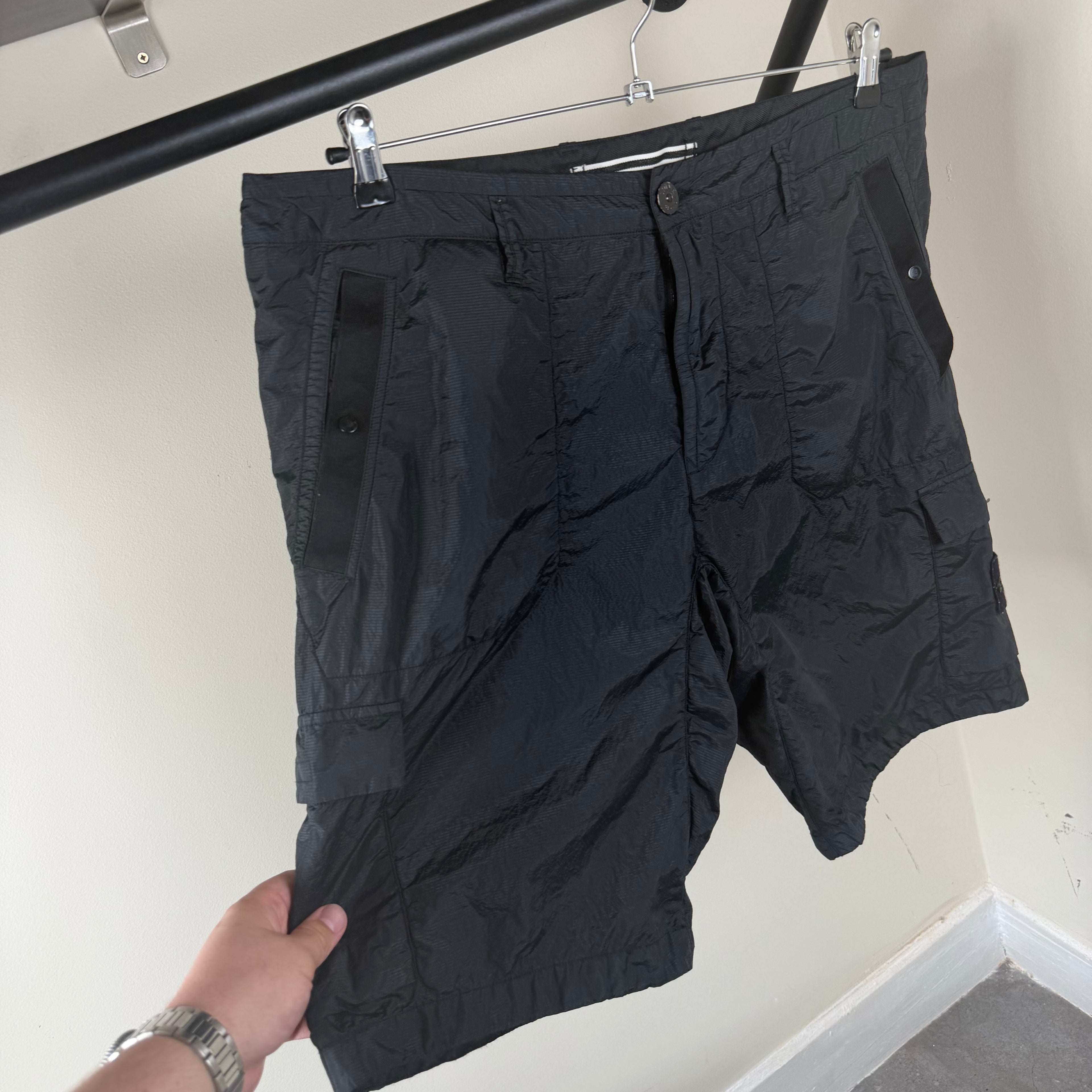 Stone Island Nylon Black Cargo Shorts - 36W
