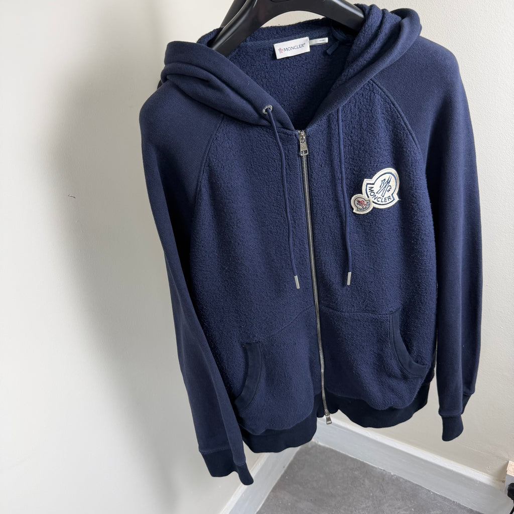 Moncler Double Badge Navy Zip Up Hoodie - XL 23’’